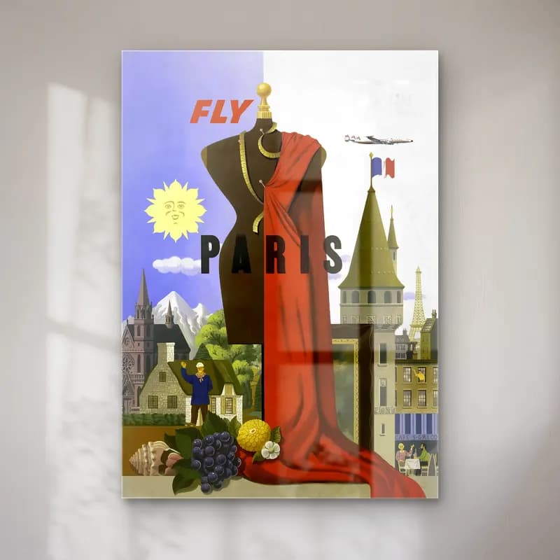 Vintage Poster Paris ve Eyfel Kulesi No. 4 cam tablo — Vintage Poster Paris ve Eyfel Kulesi No. 4 — vintage poster paris ve eyfel kulesi