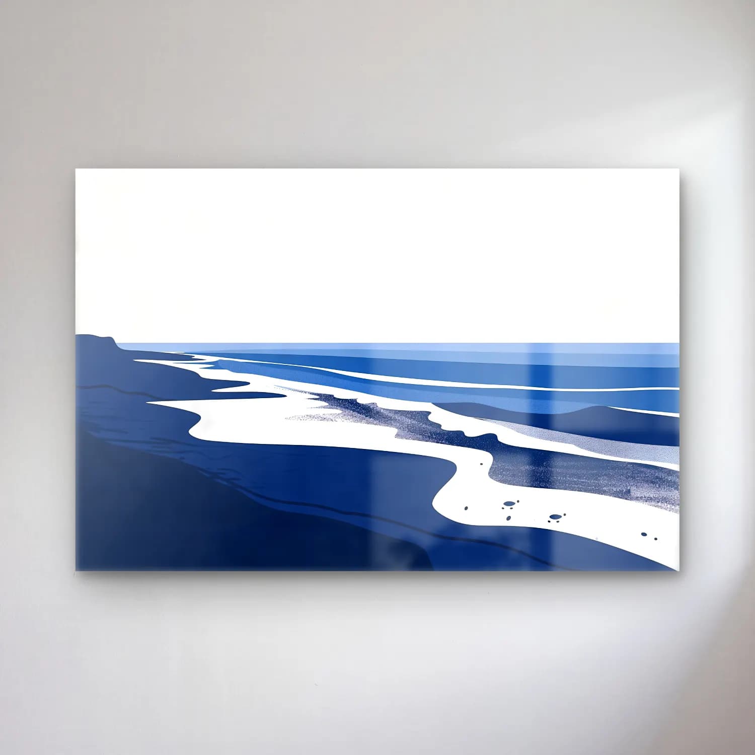Simple Drawing – navy blue – Mavi Tonlar cam tablo — Simple Drawing – navy blue – Mavi Tonlar — modern soyut sakin deniz ufku