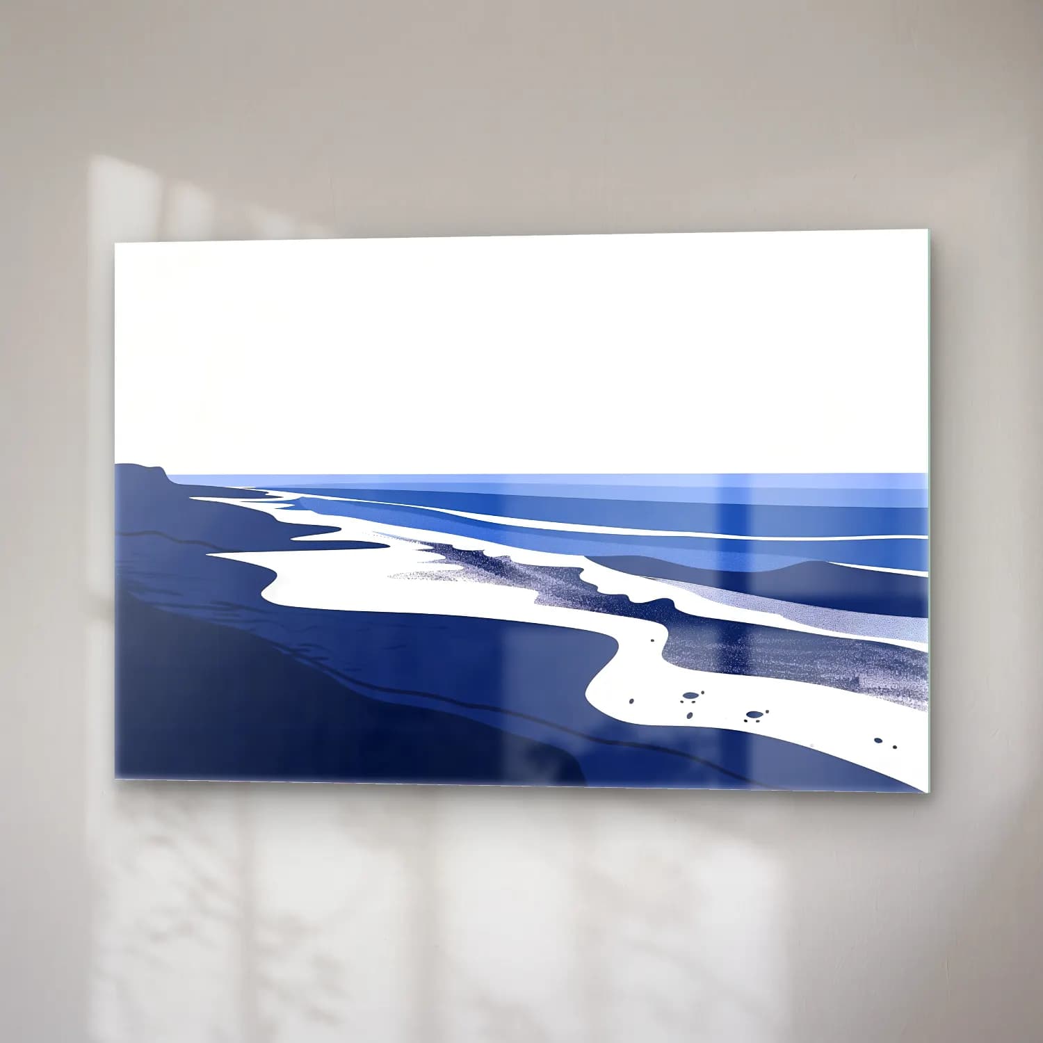 Simple Drawing – navy blue – Mavi Tonlar cam tablo — sağ açıdan görünüm