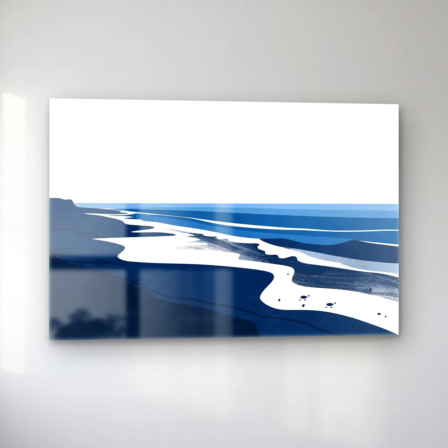Simple Drawing – navy blue – Mavi Tonlar cam tablo — sol açıdan görünüm