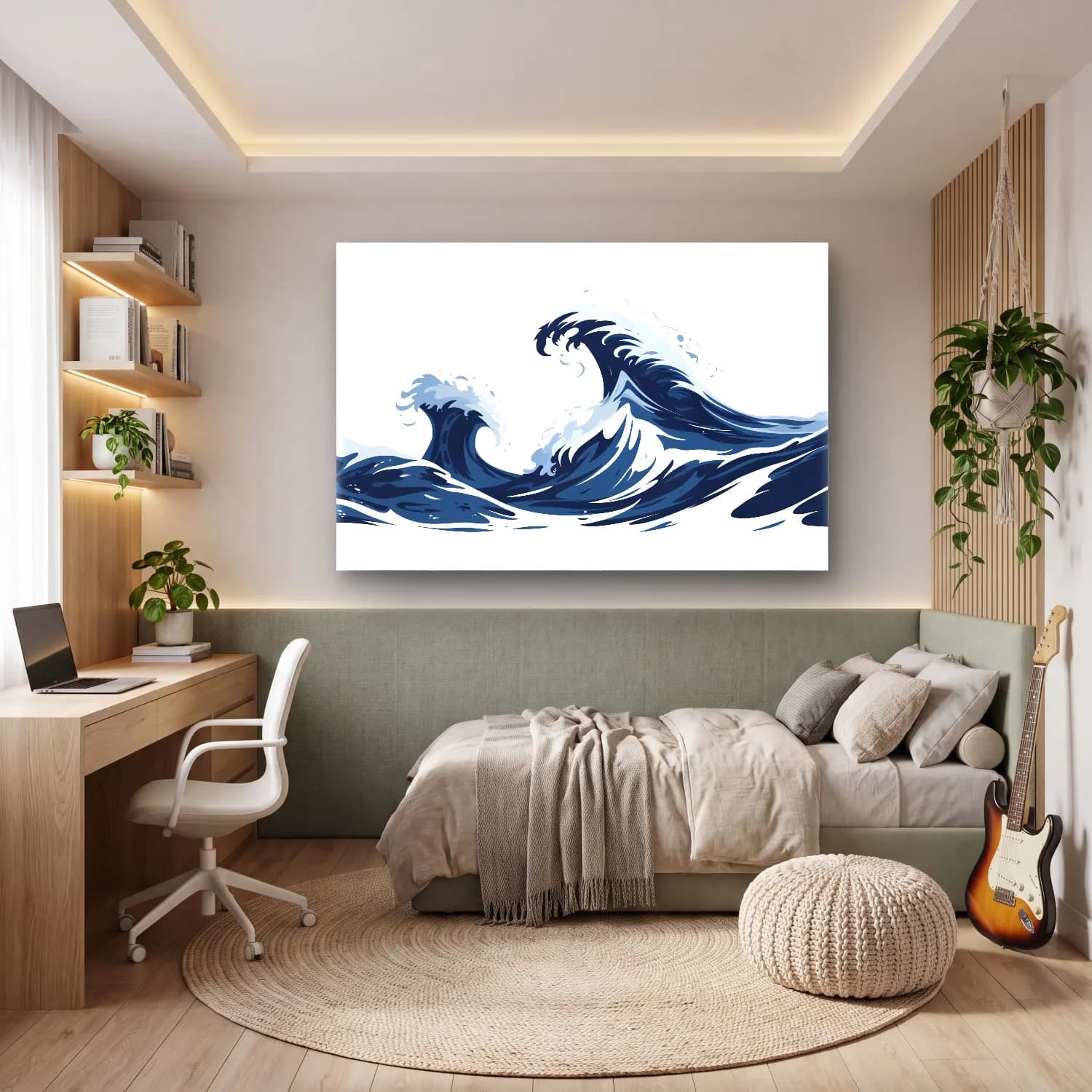 Simple Drawing – navy blue No. 19 cam tablo — genç odasında