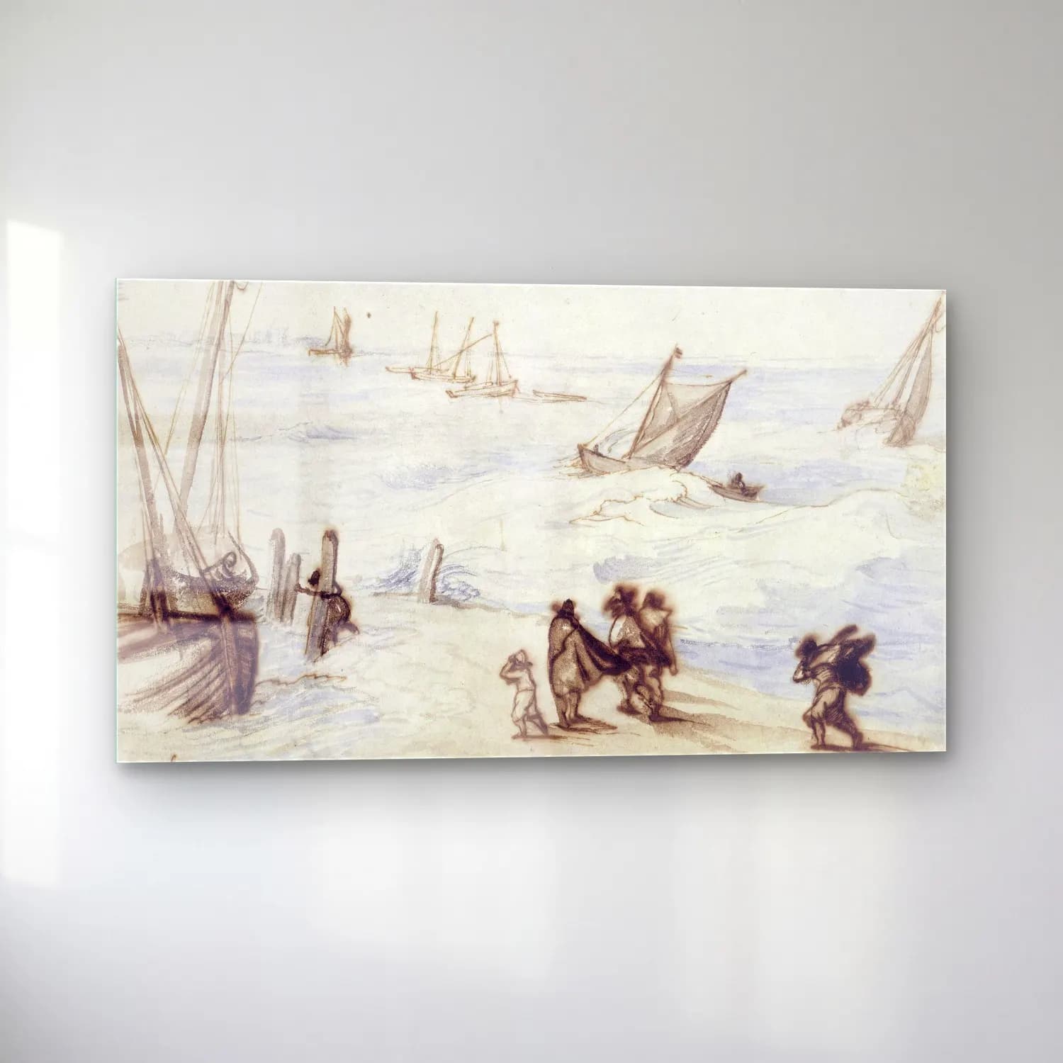 Jan Brueghel The Elder – Beach with sailboats and stormy sea cam tablo — sol açıdan görünüm