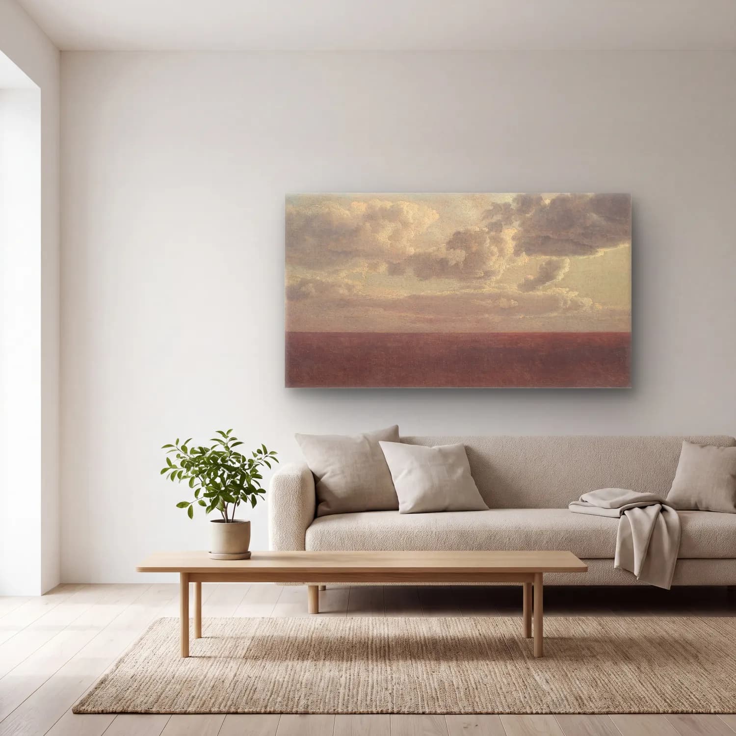 Christoffer Wilhelm Eckersberg – Study of Clouds over the Sea cam tablo — açık renk salonda