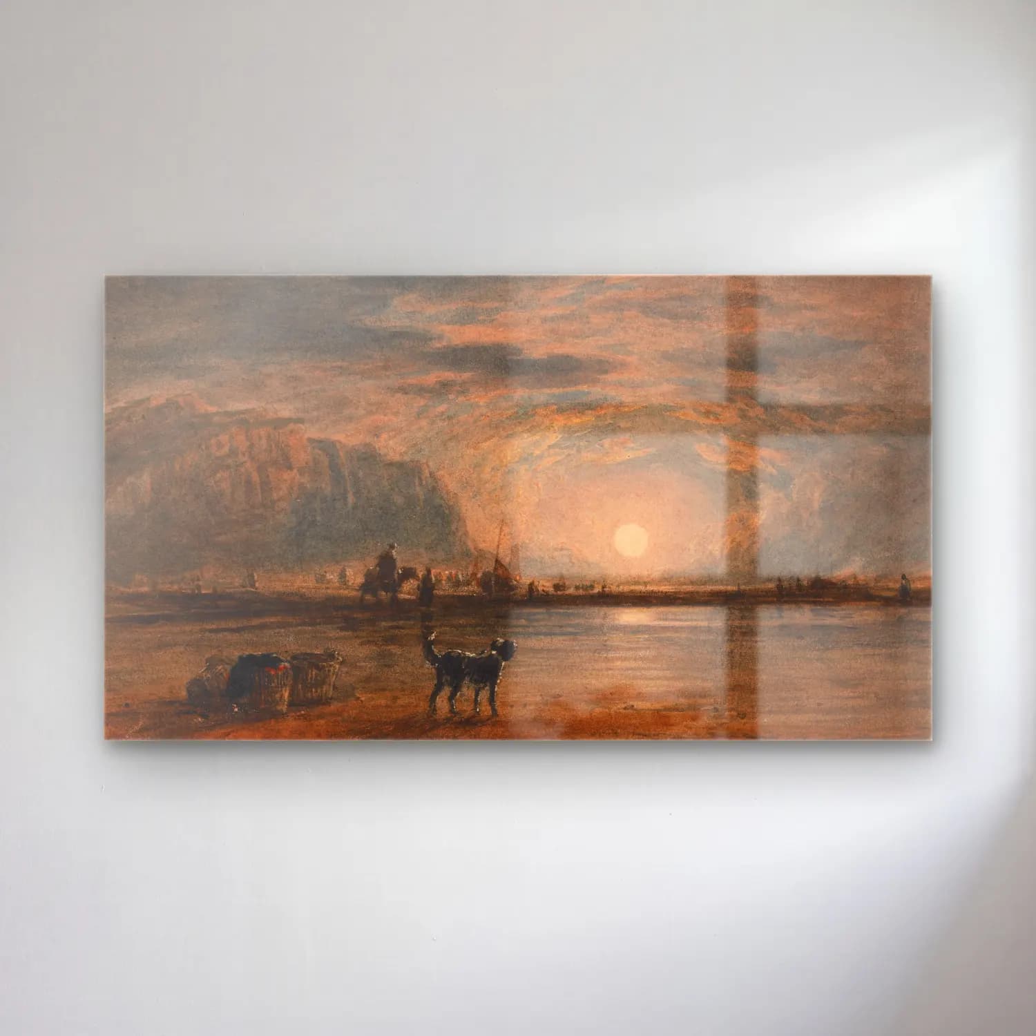 David Cox – Beach Scene, Sunrise (circa 1820) cam tablo — David Cox – Beach Scene, Sunrise (circa 1820) — suluboya ay ve gece