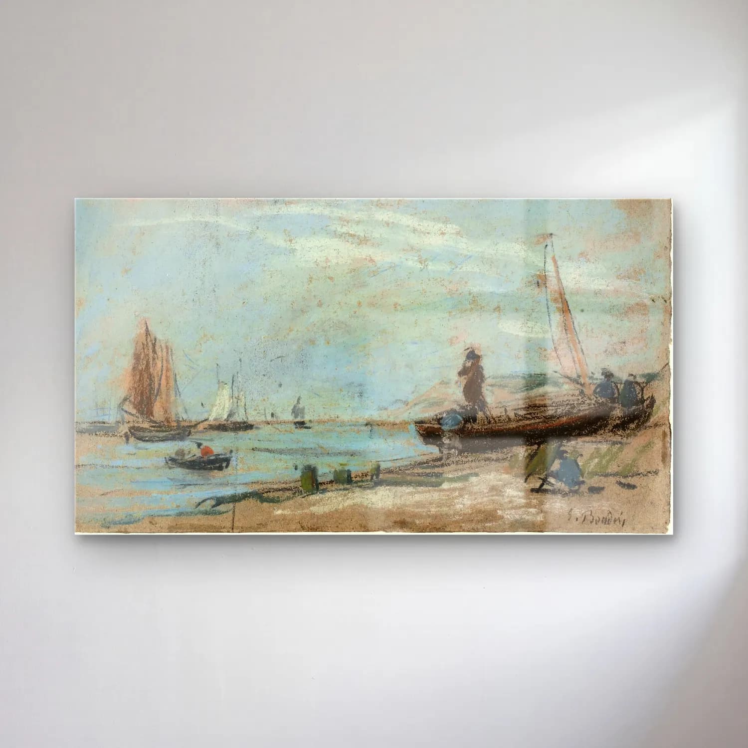 Empresyonist Liman ve Tekneler – Pastel Tonlar cam tablo — Empresyonist Liman ve Tekneler – Pastel Tonlar — empresyonist liman ve tekneler