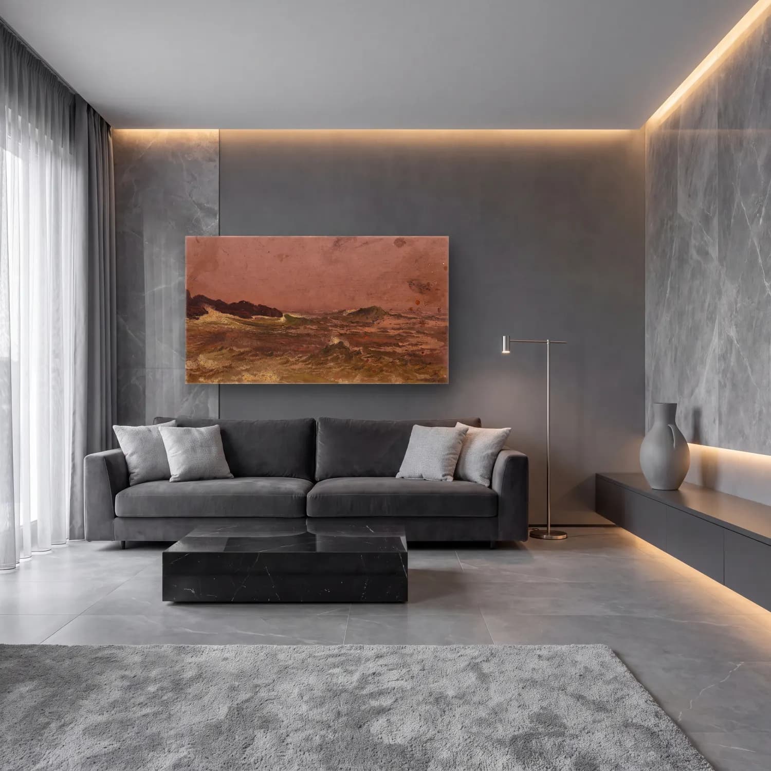 Frederic Edwin Church – Maine Coast cam tablo — lüks salon duvarında