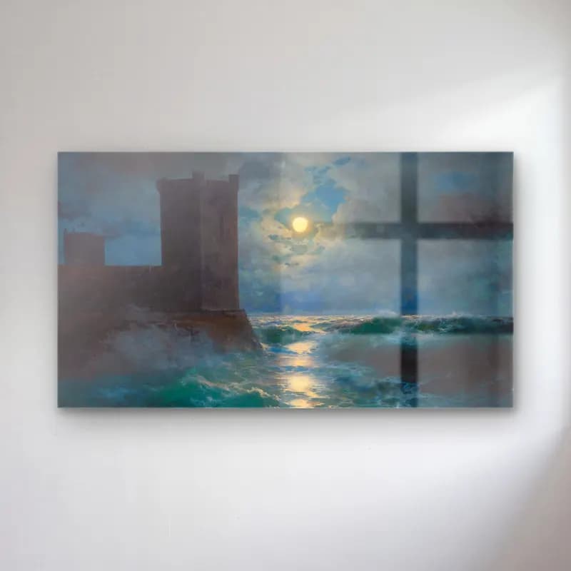 Konstantinovich Aivazovsky – Genoese towers in the Black Sea cam tablo — Konstantinovich Aivazovsky – Genoese towers in the Black Sea — empresyonist deniz feneri