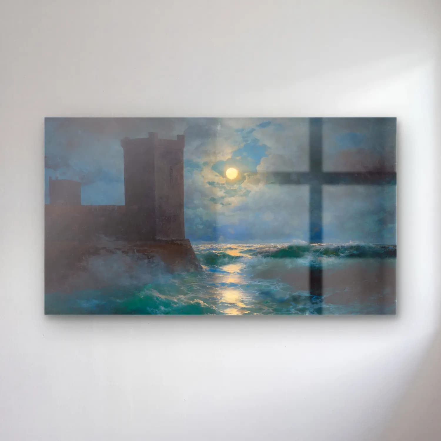 Konstantinovich Aivazovsky – Genoese towers in the Black Sea cam tablo — Konstantinovich Aivazovsky – Genoese towers in the Black Sea — empresyonist deniz feneri