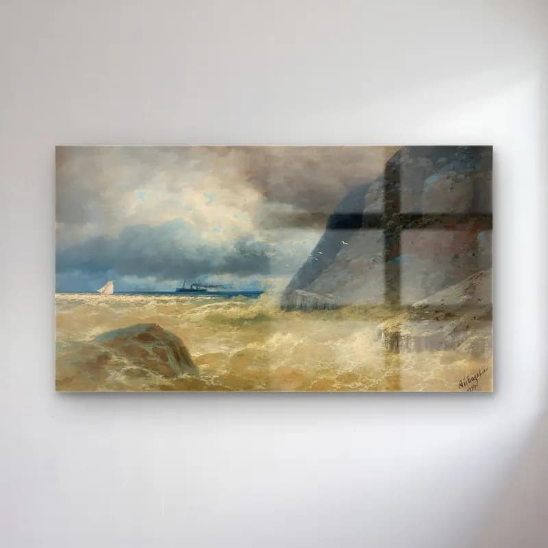 Konstantinovich Aivazovsky – Sea cam tablo — Konstantinovich Aivazovsky – Sea — yağlı boya fırtınalı denizde gemi