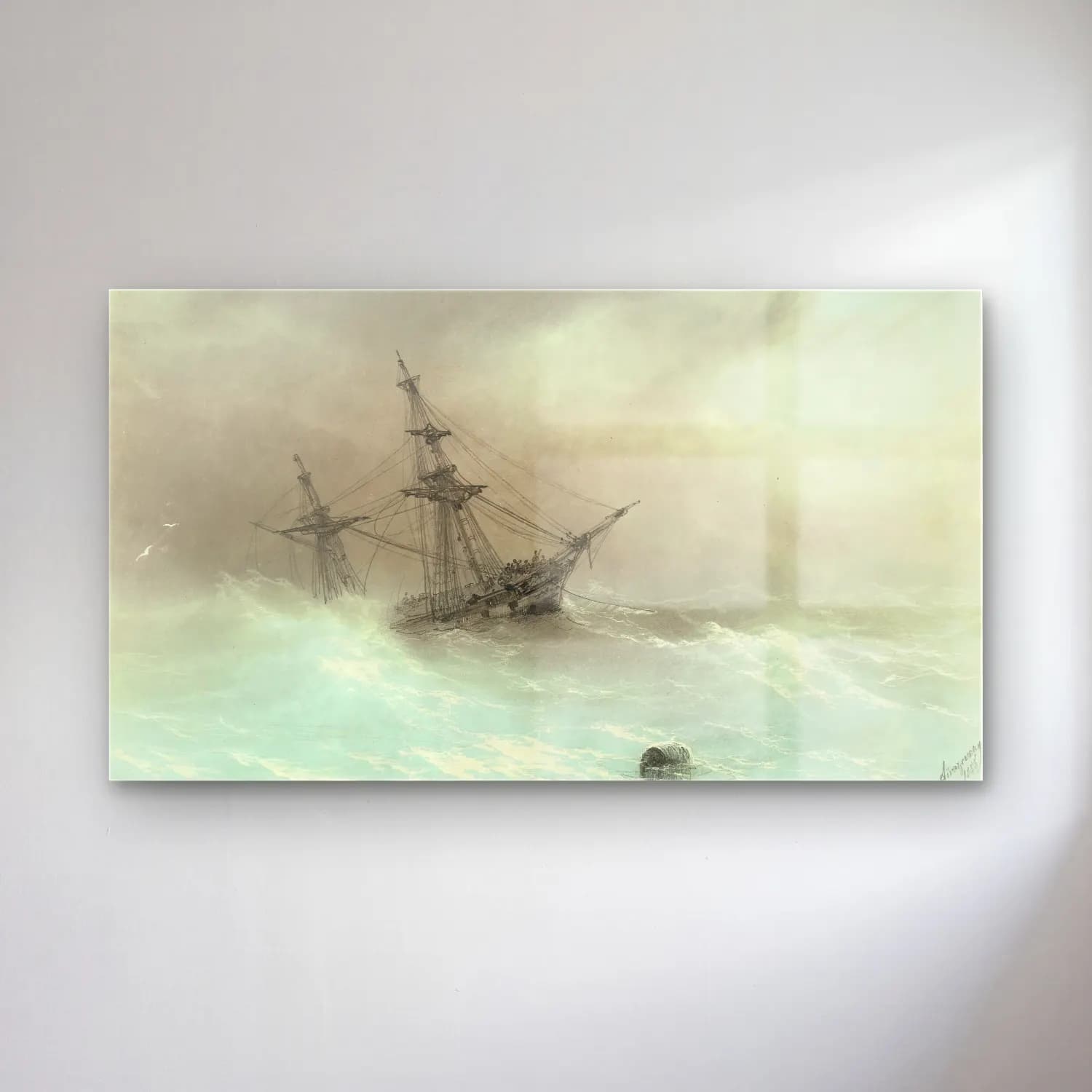 Konstantinovich Aivazovsky – Ship In A Stormy Sea cam tablo — Konstantinovich Aivazovsky – Ship In A Stormy Sea — vintage fırtınalı denizde gemi
