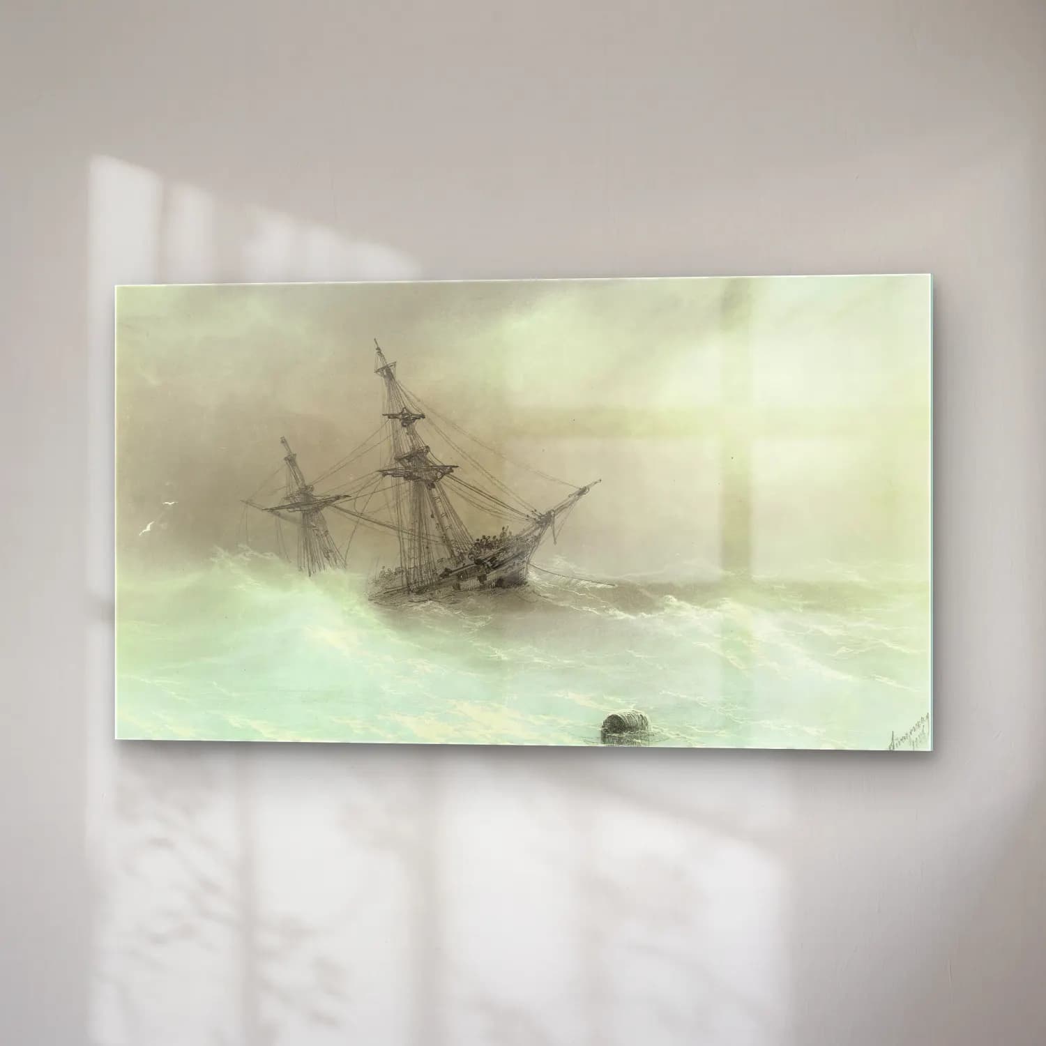 Konstantinovich Aivazovsky – Ship In A Stormy Sea cam tablo — sağ açıdan görünüm
