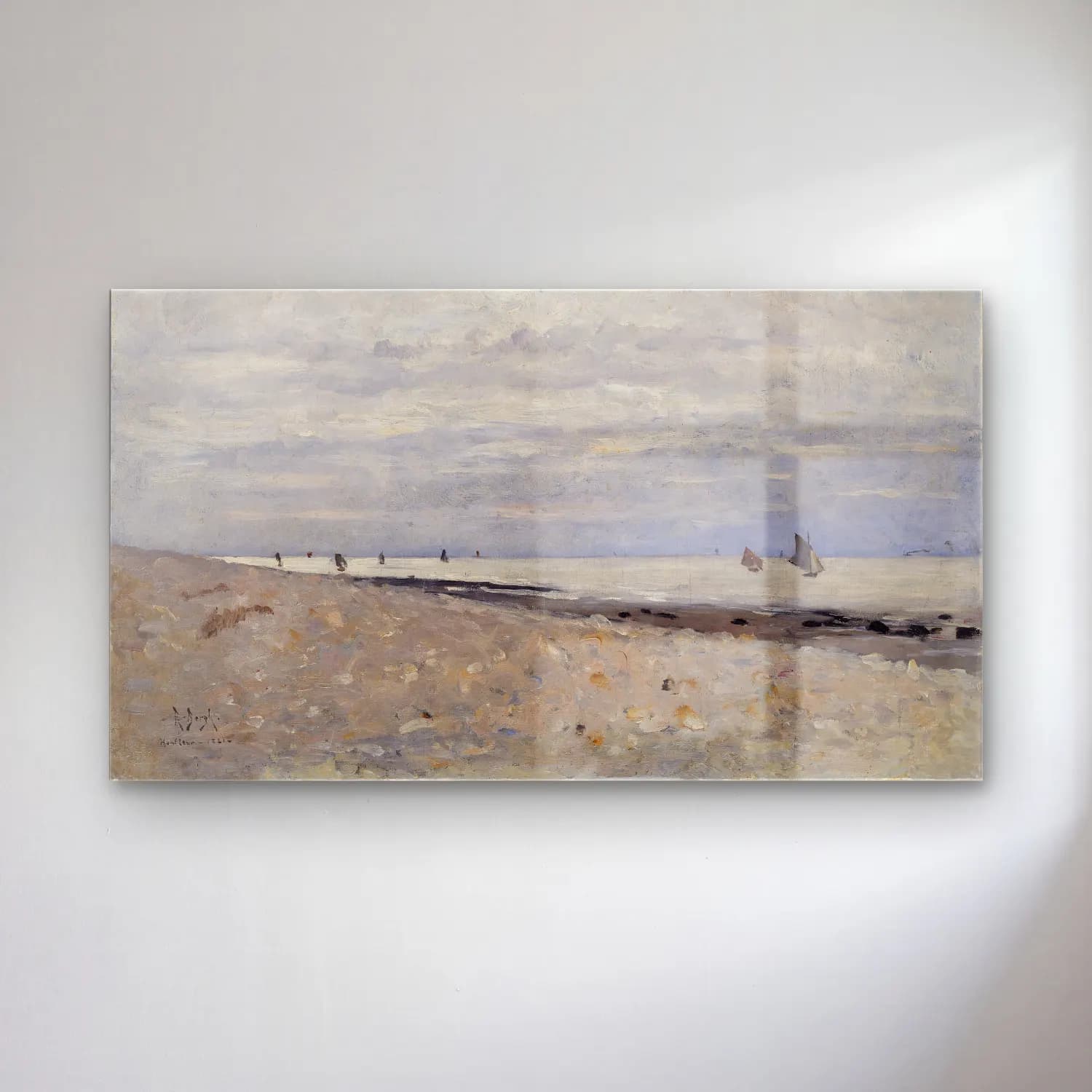 Richard Bergh – Sea Landscape off Honfleur cam tablo — Richard Bergh – Sea Landscape off Honfleur — empresyonist yelkenliler