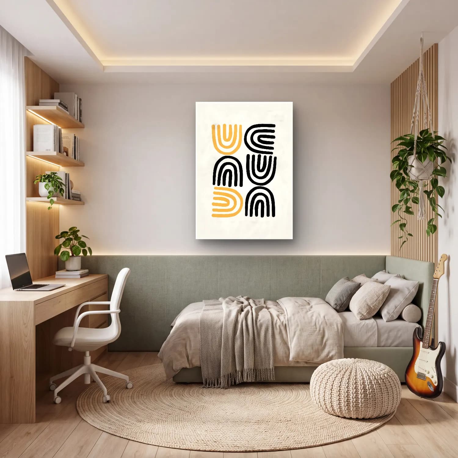 Boho Soyut Kemer No. 5 cam tablo — genç odasında