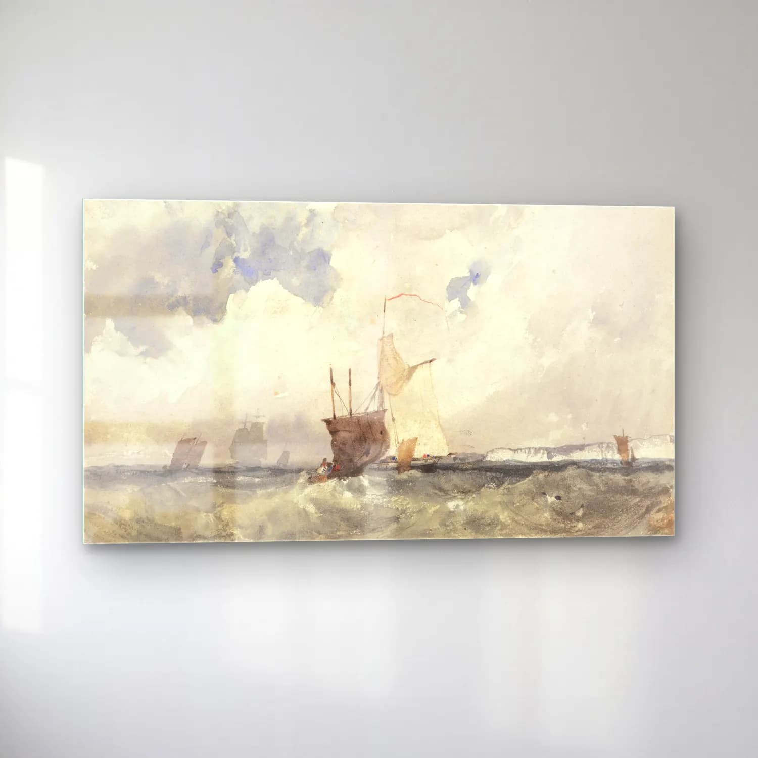Richard Parkes Bonington – Vessels in a Choppy Sea cam tablo — sol açıdan görünüm
