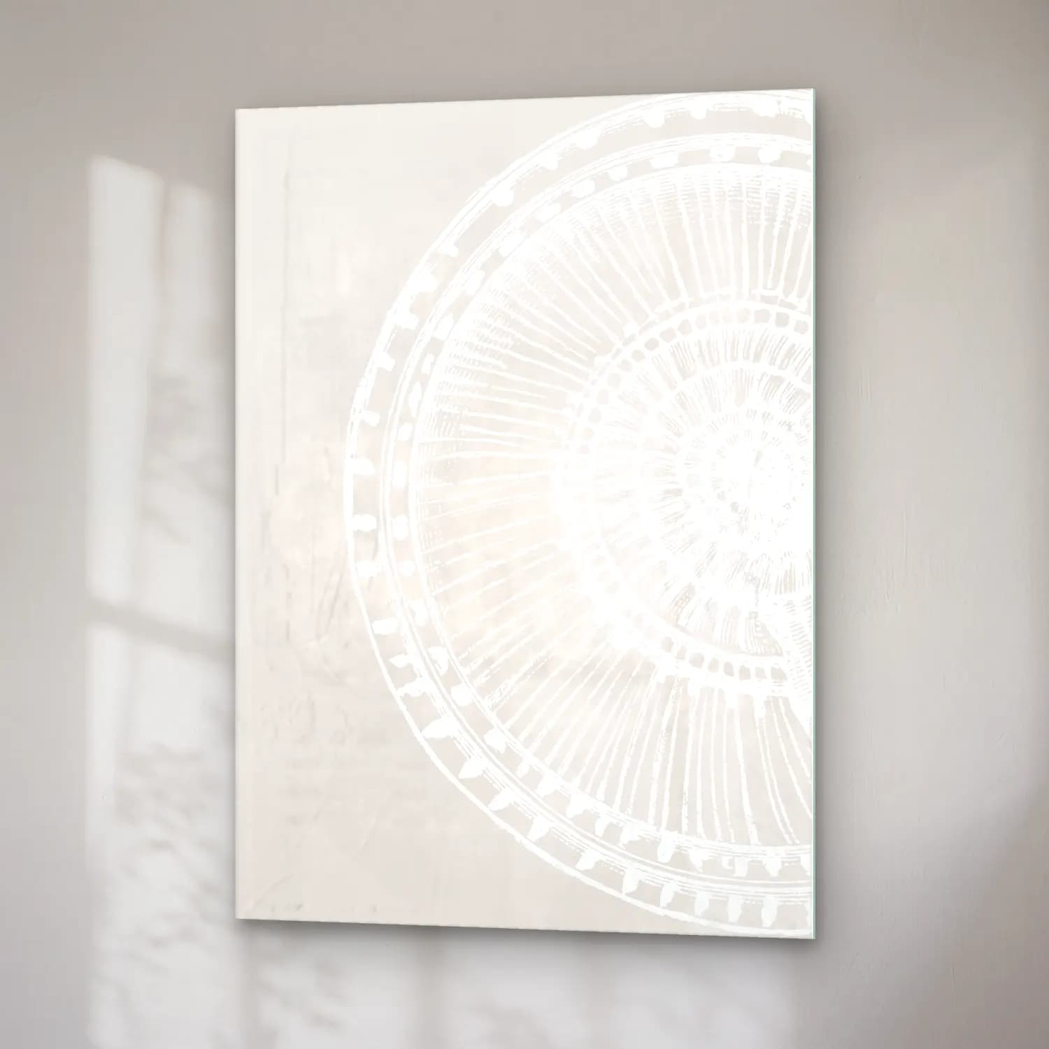 Çizgi Sanatı Geometrik Daireler No. 12 cam tablo — sağ açıdan görünüm