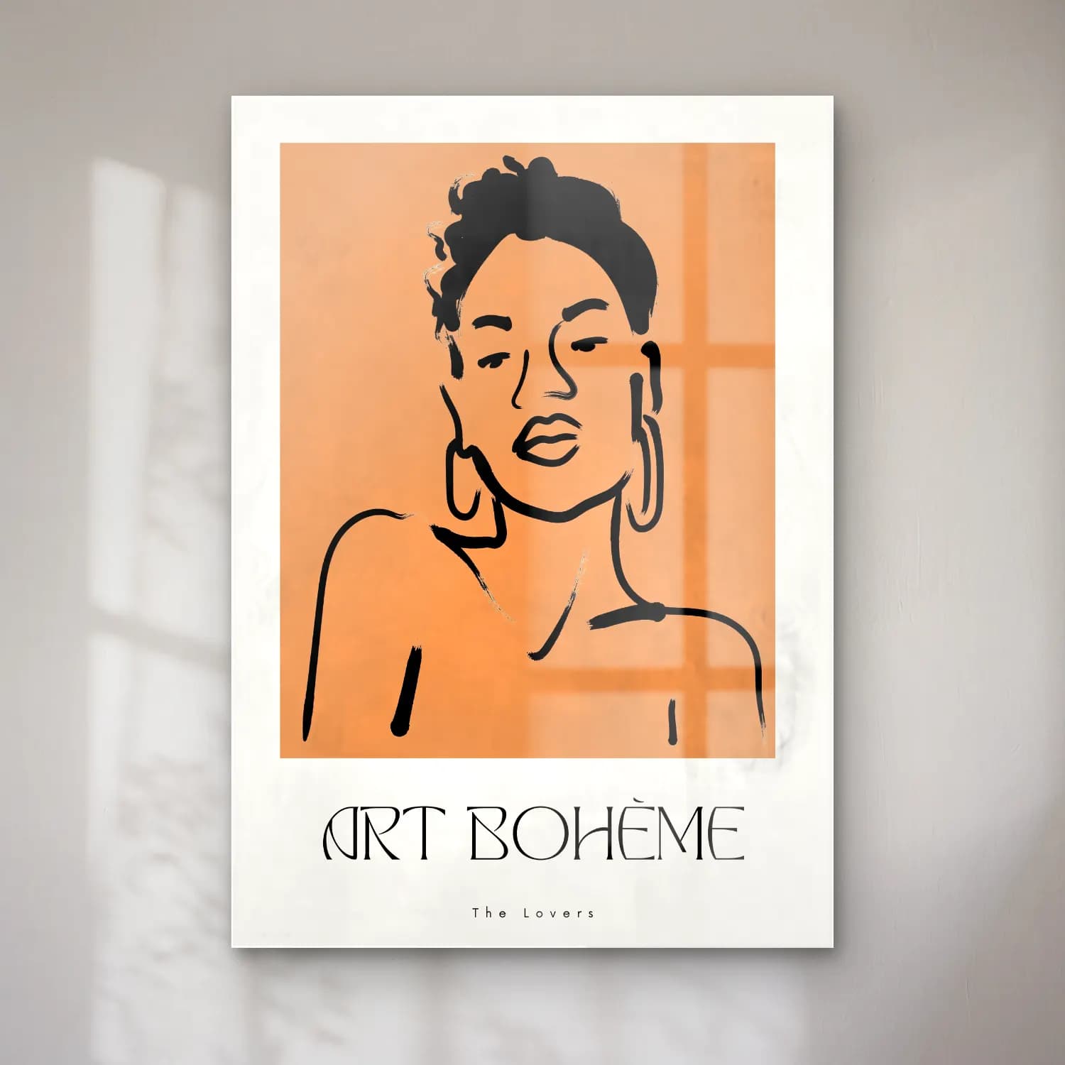 Boho Kadın Portresi – Bej Tonlar cam tablo — Boho Kadın Portresi – Bej Tonlar — boho kadın portresi