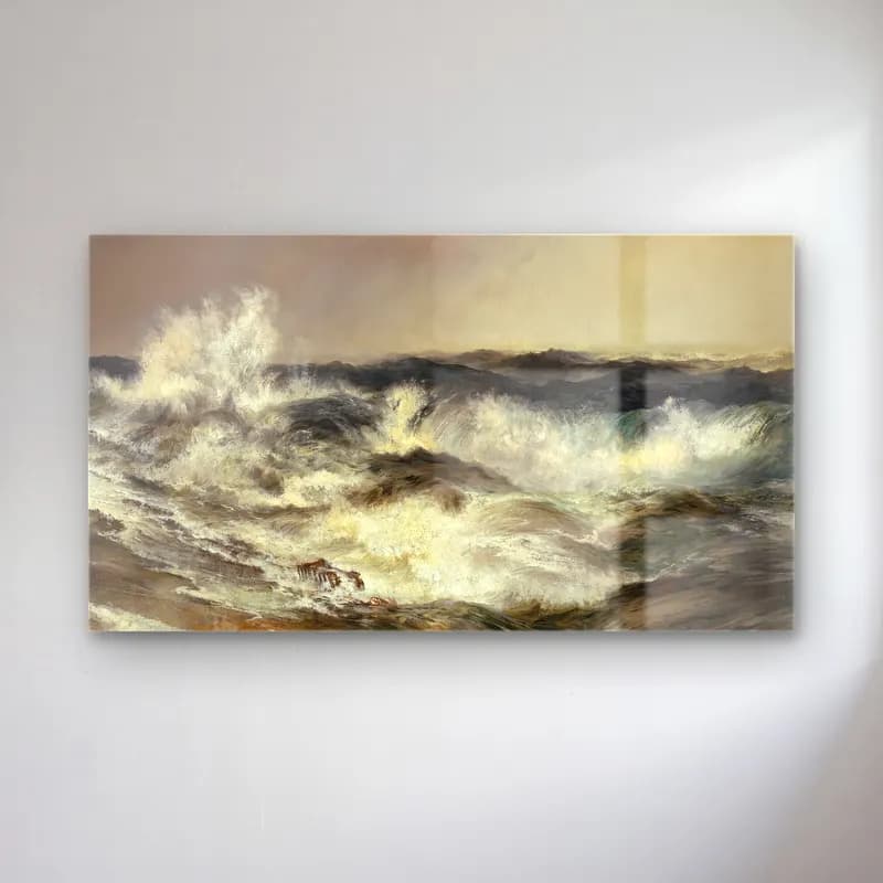 Thomas Moran – The Much Resounding Sea cam tablo — Thomas Moran – The Much Resounding Sea — empresyonist fırtınalı denizde gemi