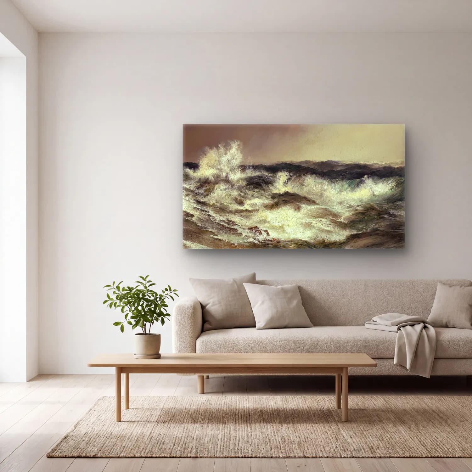 Thomas Moran – The Much Resounding Sea cam tablo — açık renk salonda