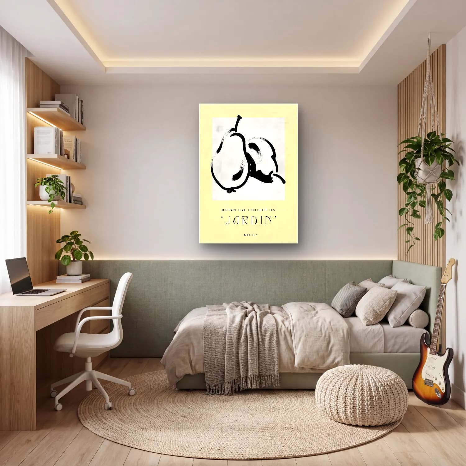 Botanik İllüstrasyon Botanik Yapraklar No. 18 cam tablo — genç odasında