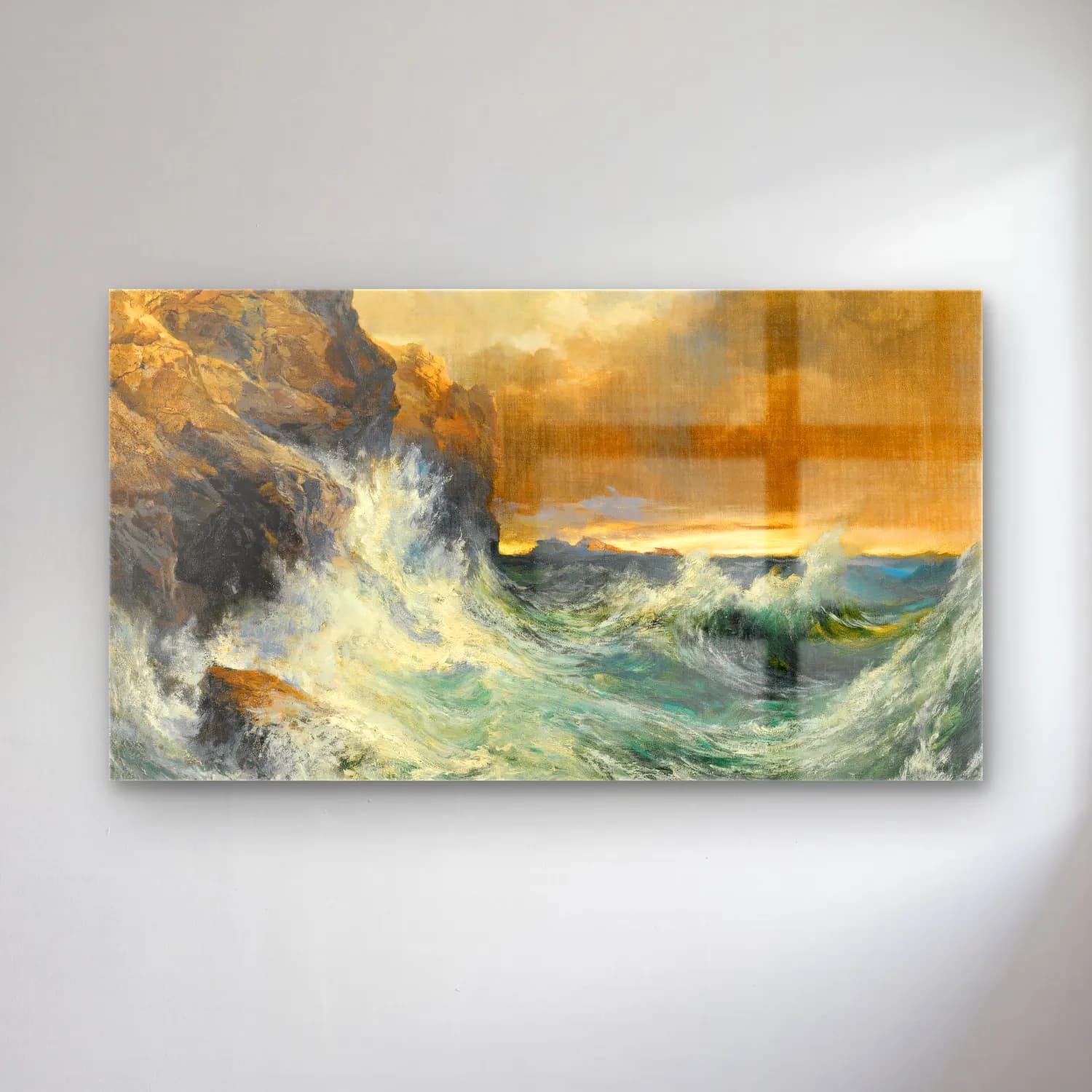 Thomas Moran – The Receding Wave cam tablo — Thomas Moran – The Receding Wave — empresyonist dalgalı sahil