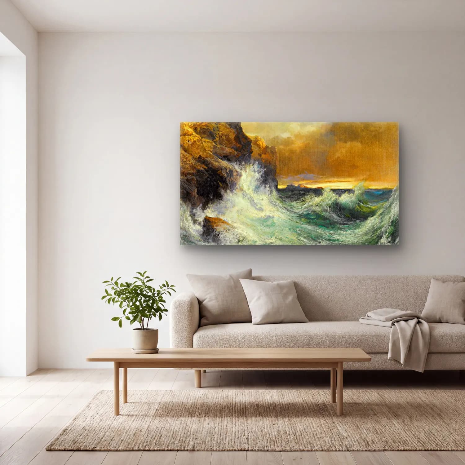 Thomas Moran – The Receding Wave cam tablo — açık renk salonda