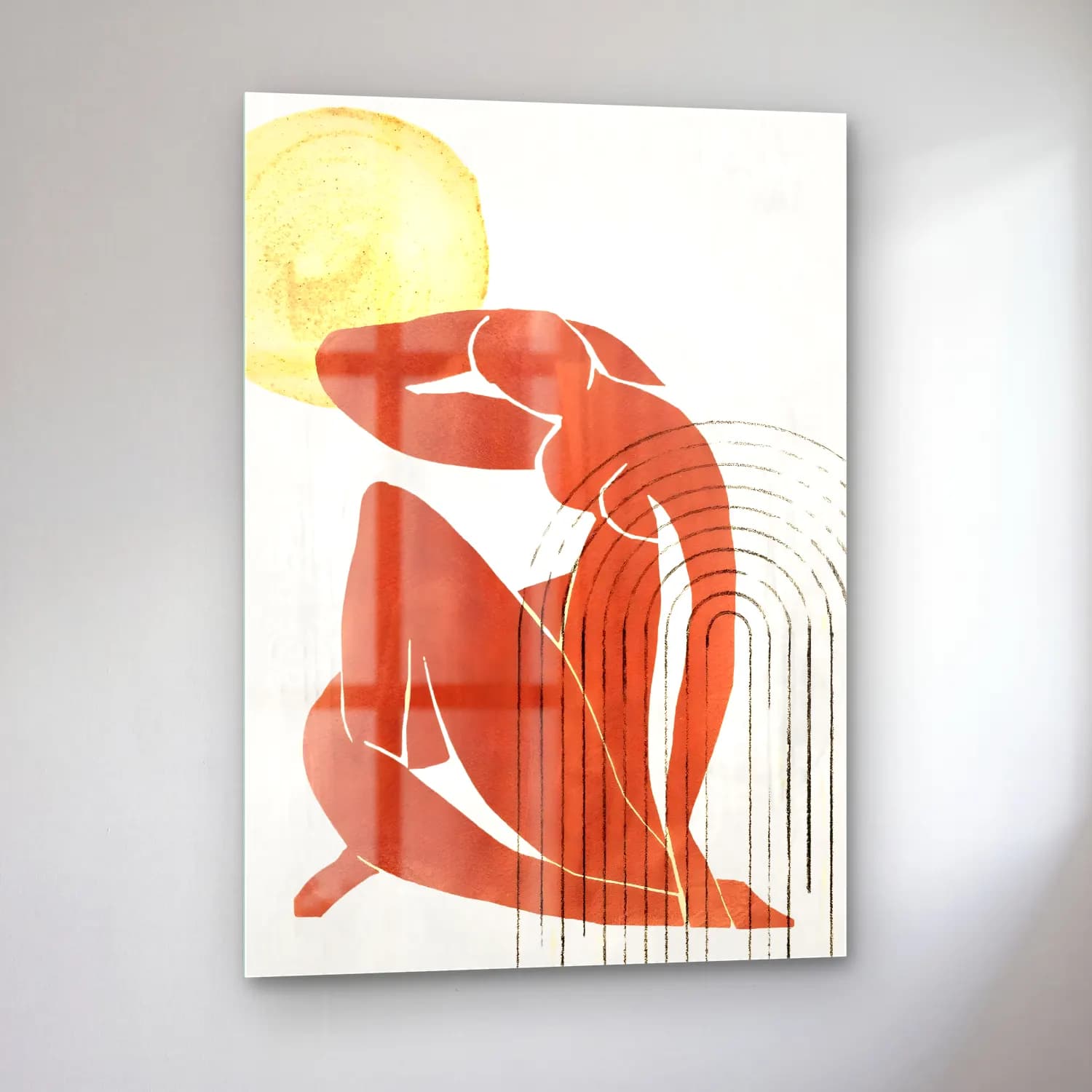 Boho Figür Çalışması No. 4 cam tablo — sol açıdan görünüm