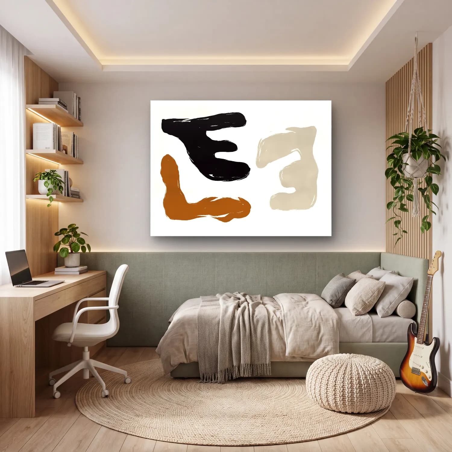 Çizgi Sanatı Eller No. 2 cam tablo — genç odasında
