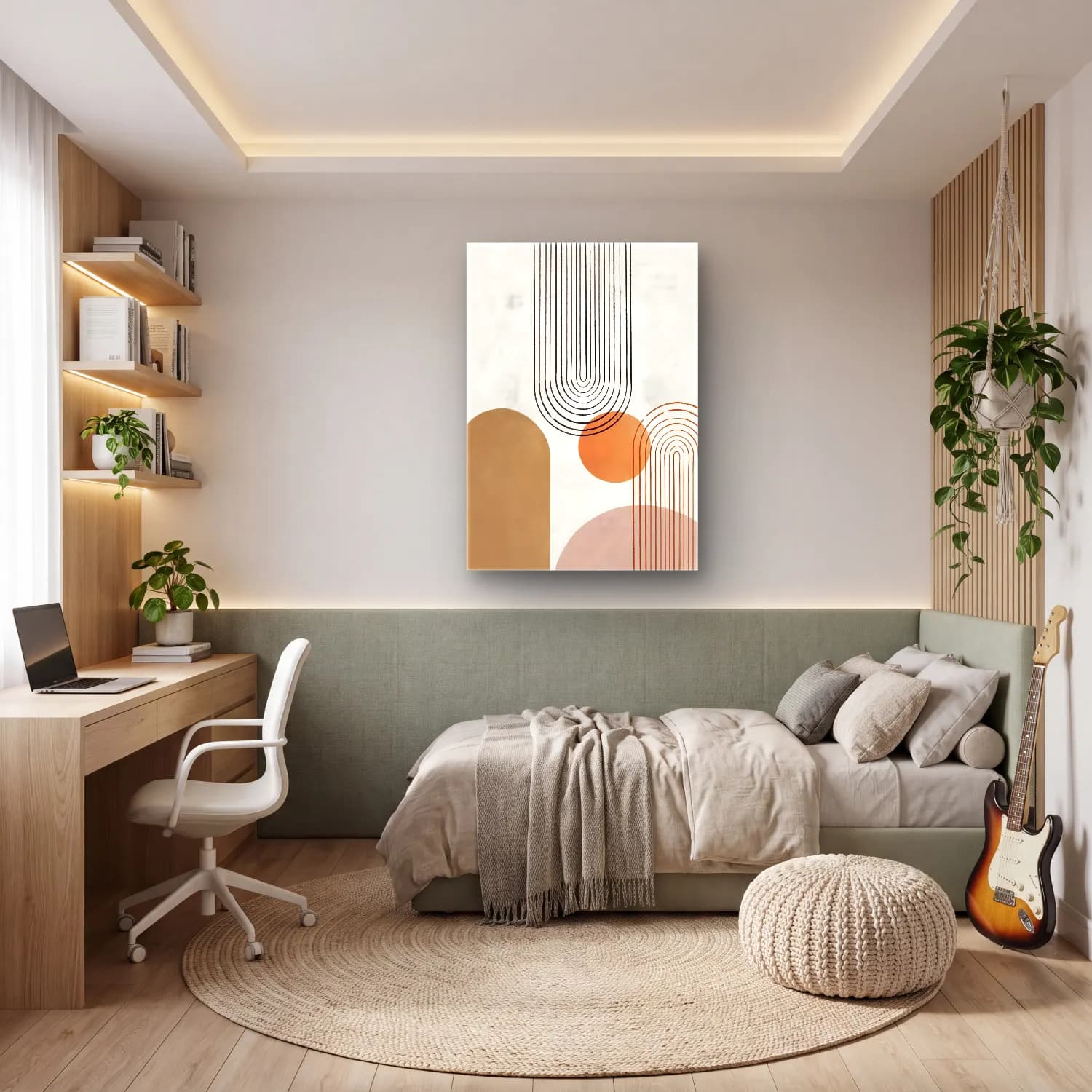 Boho Soyut Kemer No. 6 cam tablo — genç odasında