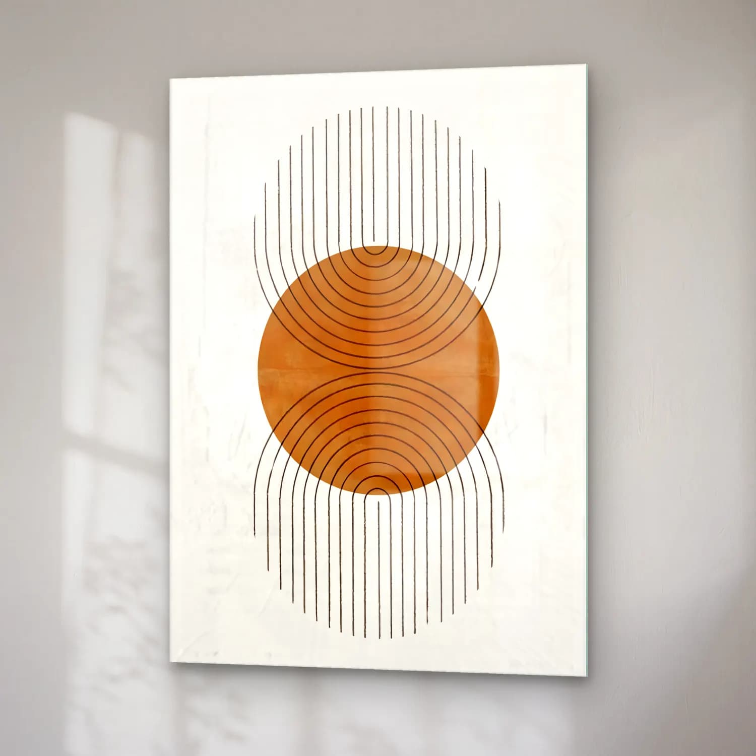 Çizgi Sanatı Geometrik Daireler No. 15 cam tablo — sağ açıdan görünüm