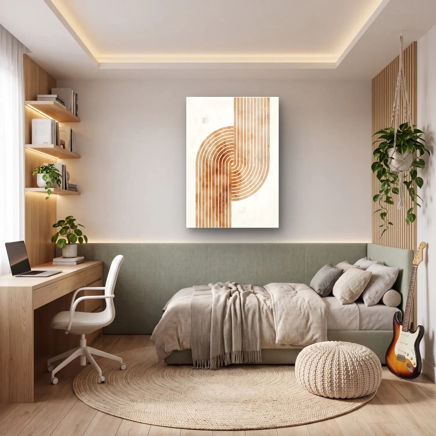 Boho Soyut Kemer No. 7 cam tablo — genç odasında