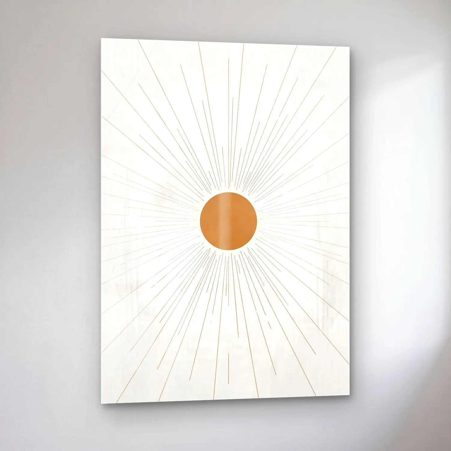 Çizgi Sanatı Geometrik Daireler No. 16 cam tablo — sol açıdan görünüm
