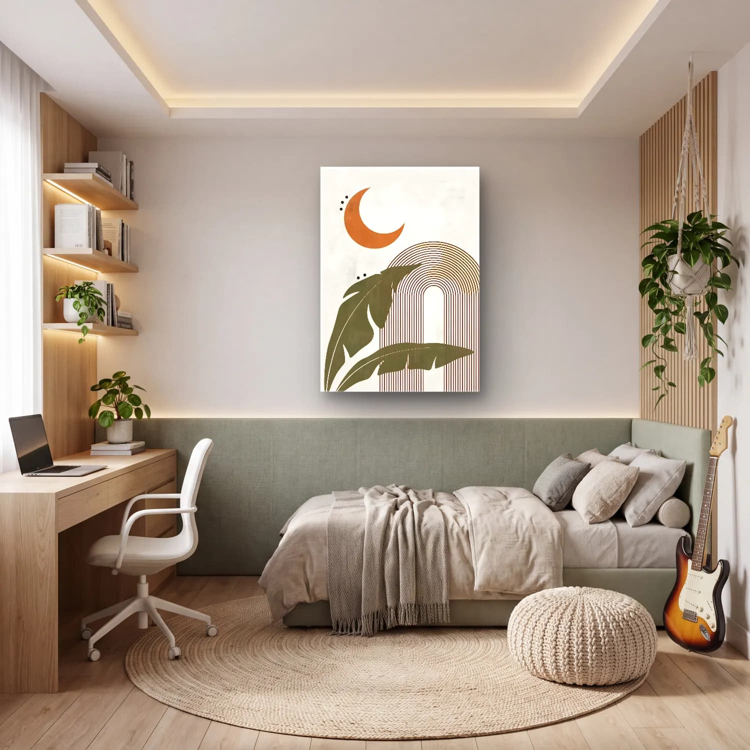 Boho Soyut Kemer No. 8 cam tablo — genç odasında