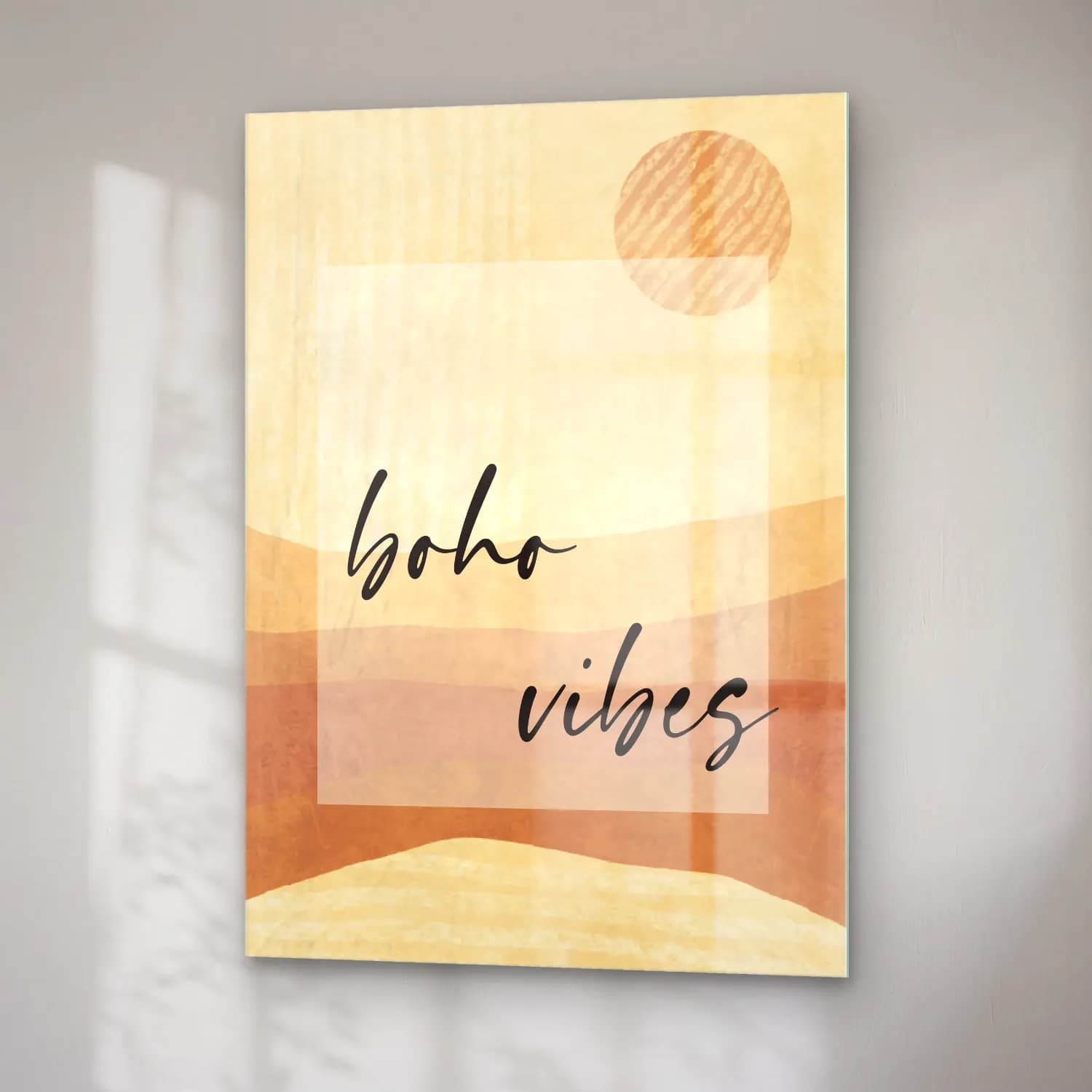 Boho Yazılı Tasarım No. 6 cam tablo — sağ açıdan görünüm