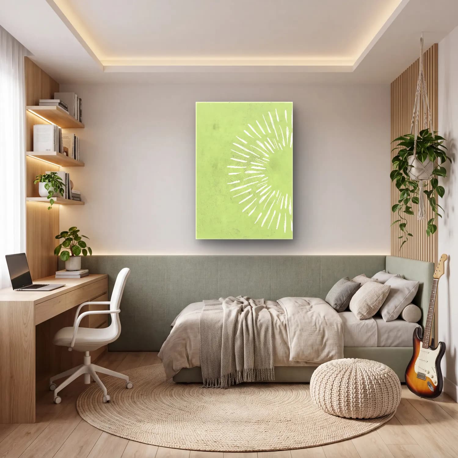 Boho Çiçek Deseni No. 25 cam tablo — genç odasında