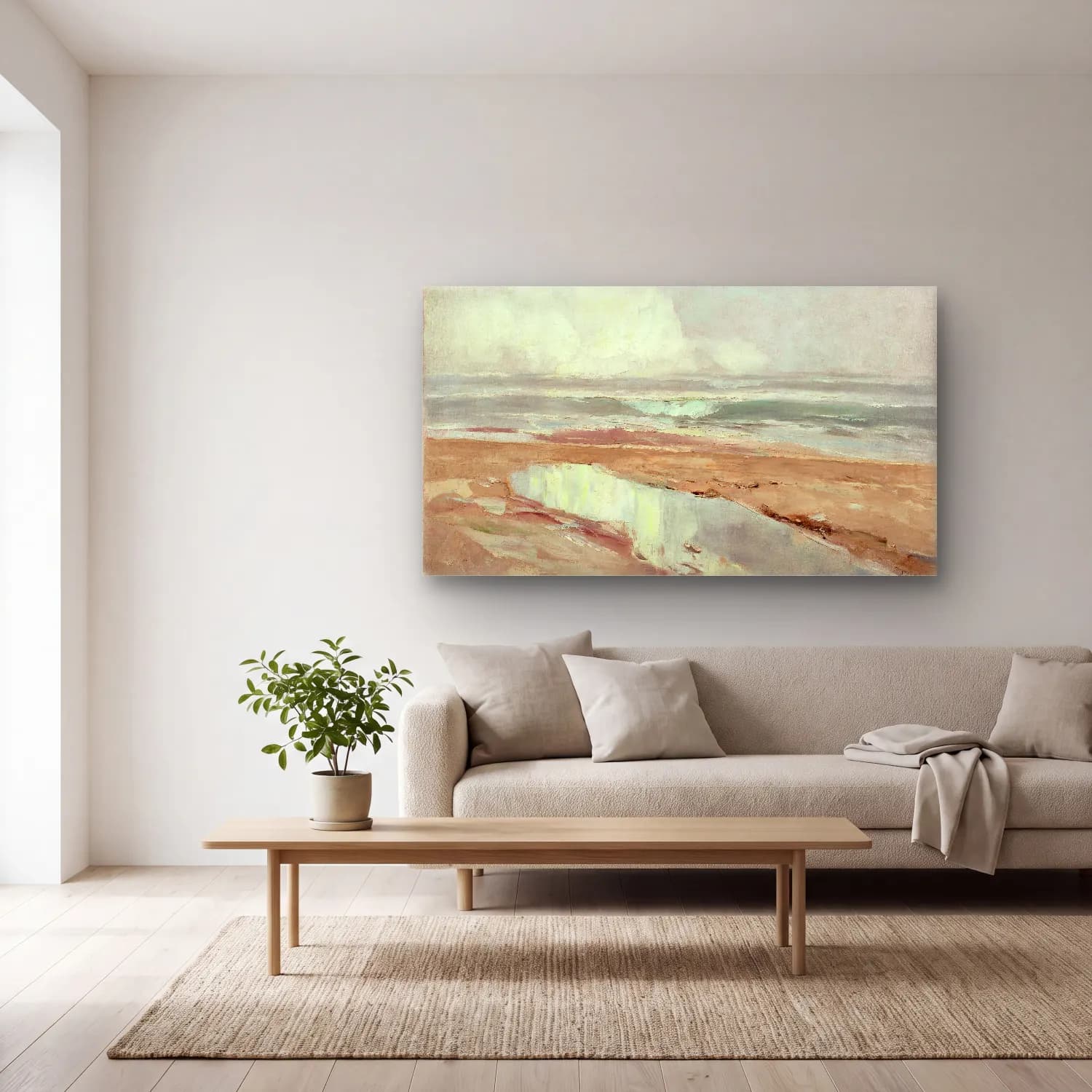 Karl Hagemeister – Strandlandschaft (Swinemünde) cam tablo — açık renk salonda