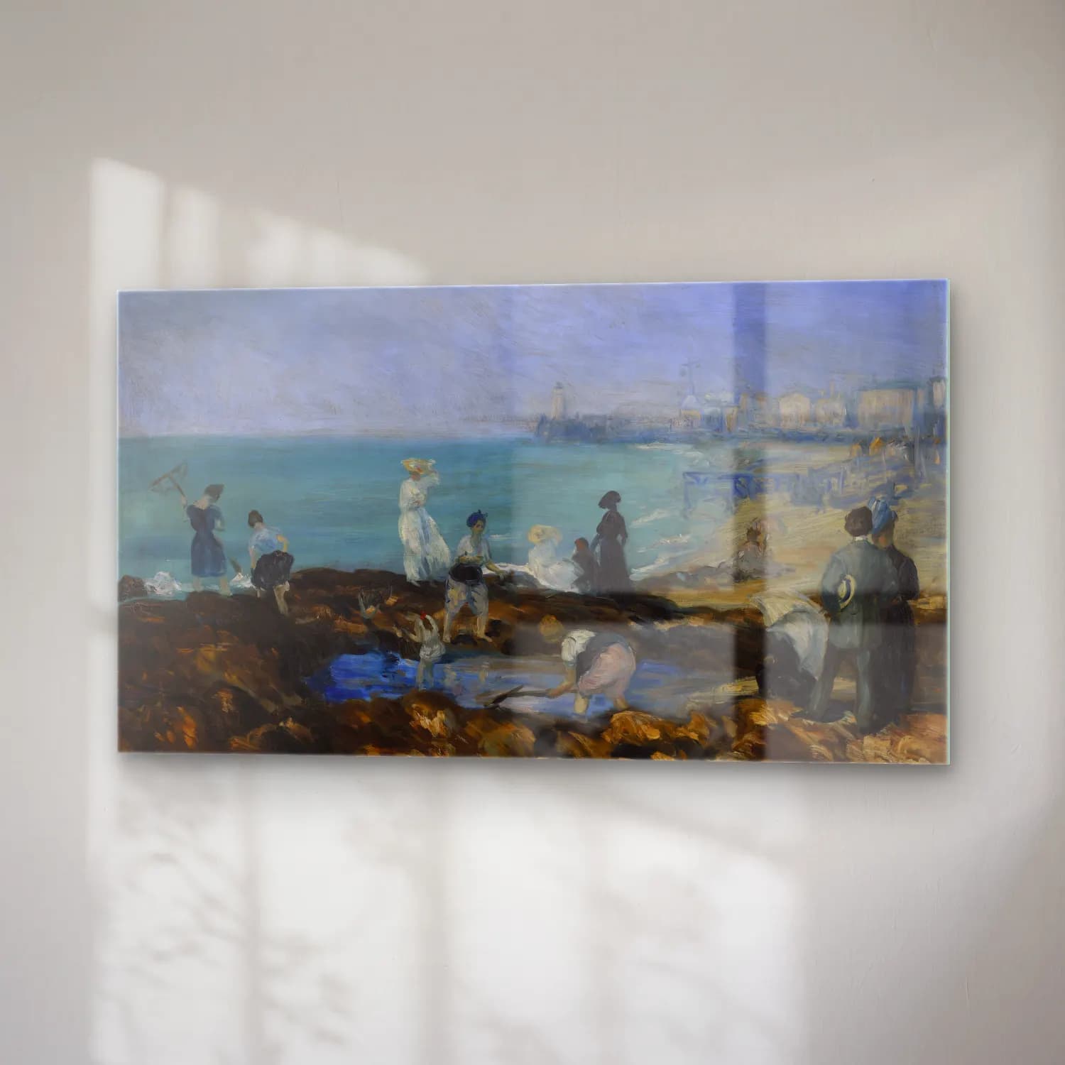 William James Glackens – Beach at Dieppe cam tablo — sağ açıdan görünüm