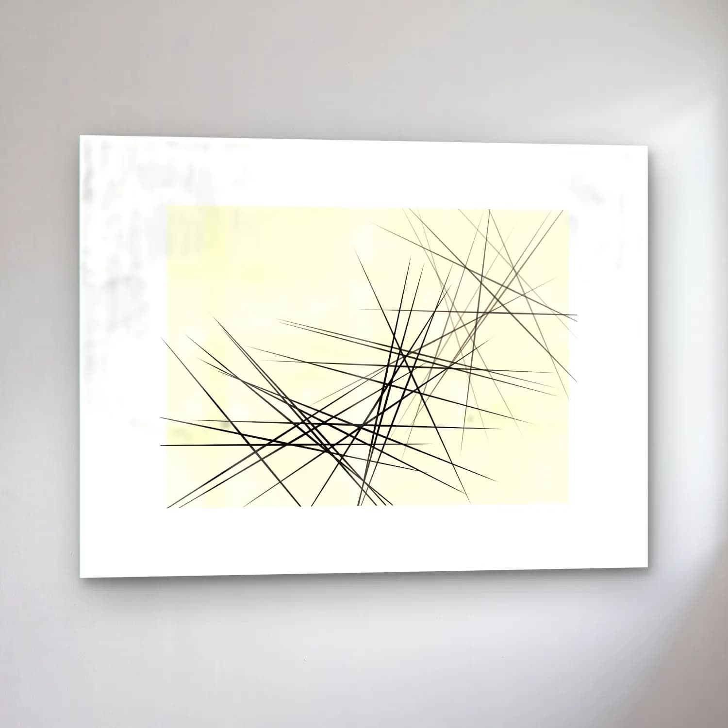 Çizgi Sanatı Geometrik Daireler No. 18 cam tablo — sol açıdan görünüm