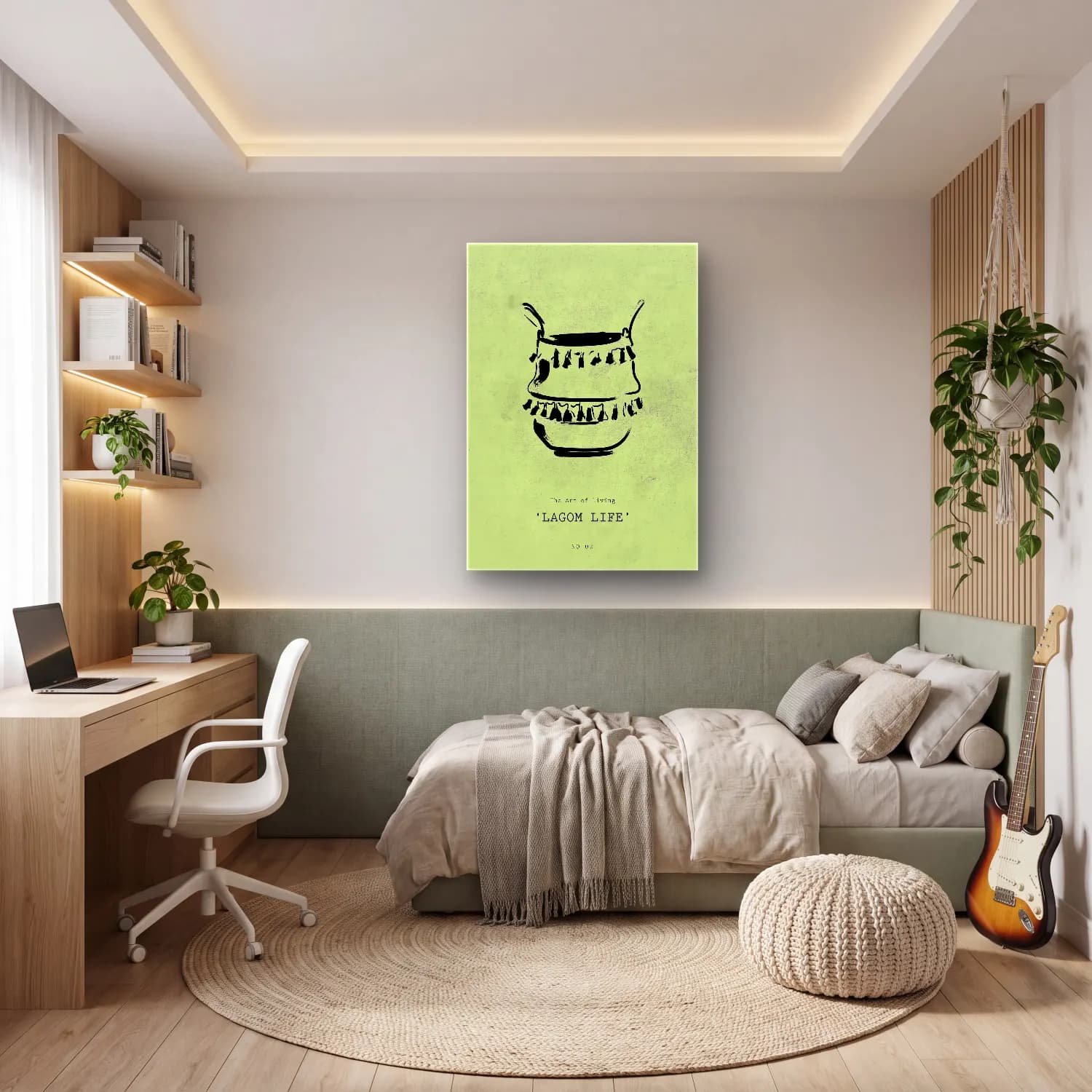 Vintage Poster Vazo – Siyah Beyaz Tonlar cam tablo — genç odasında