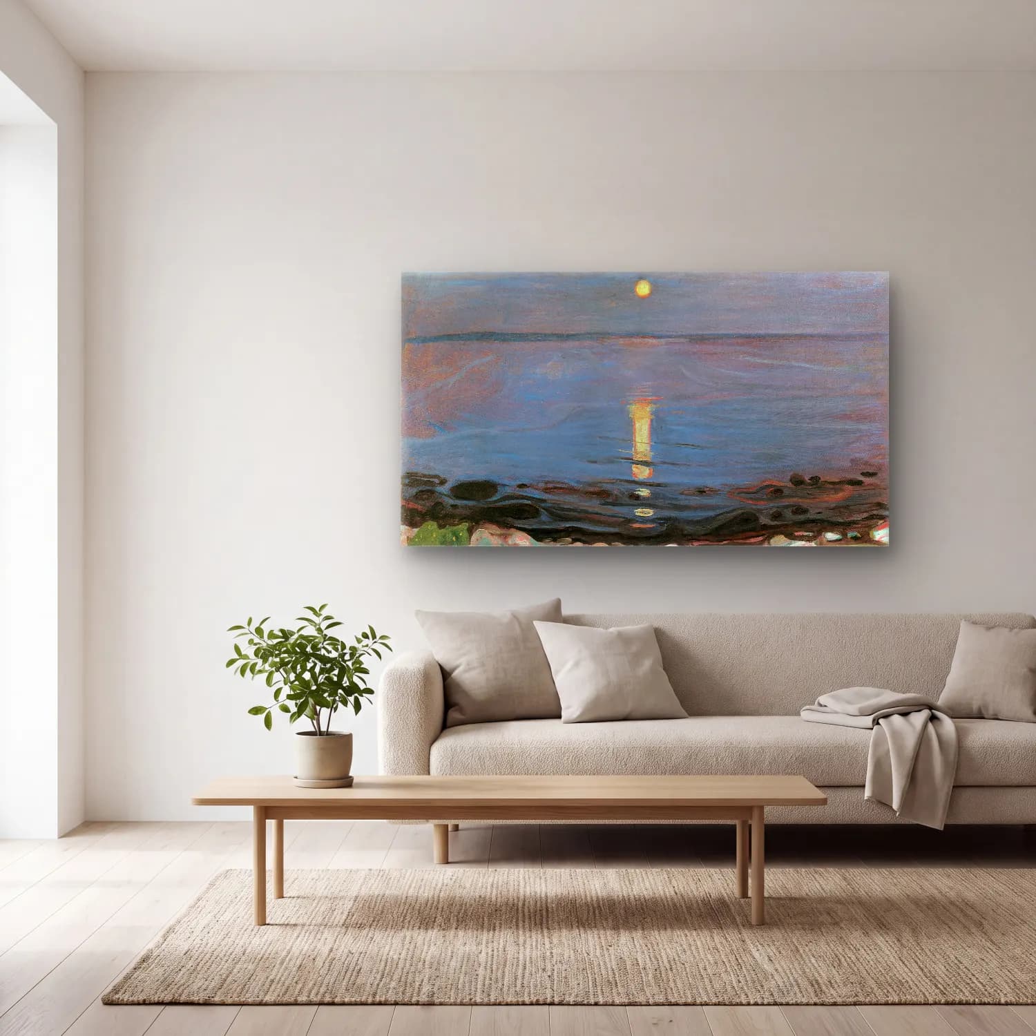 Edvard Munch – Summer night by the beach cam tablo — açık renk salonda