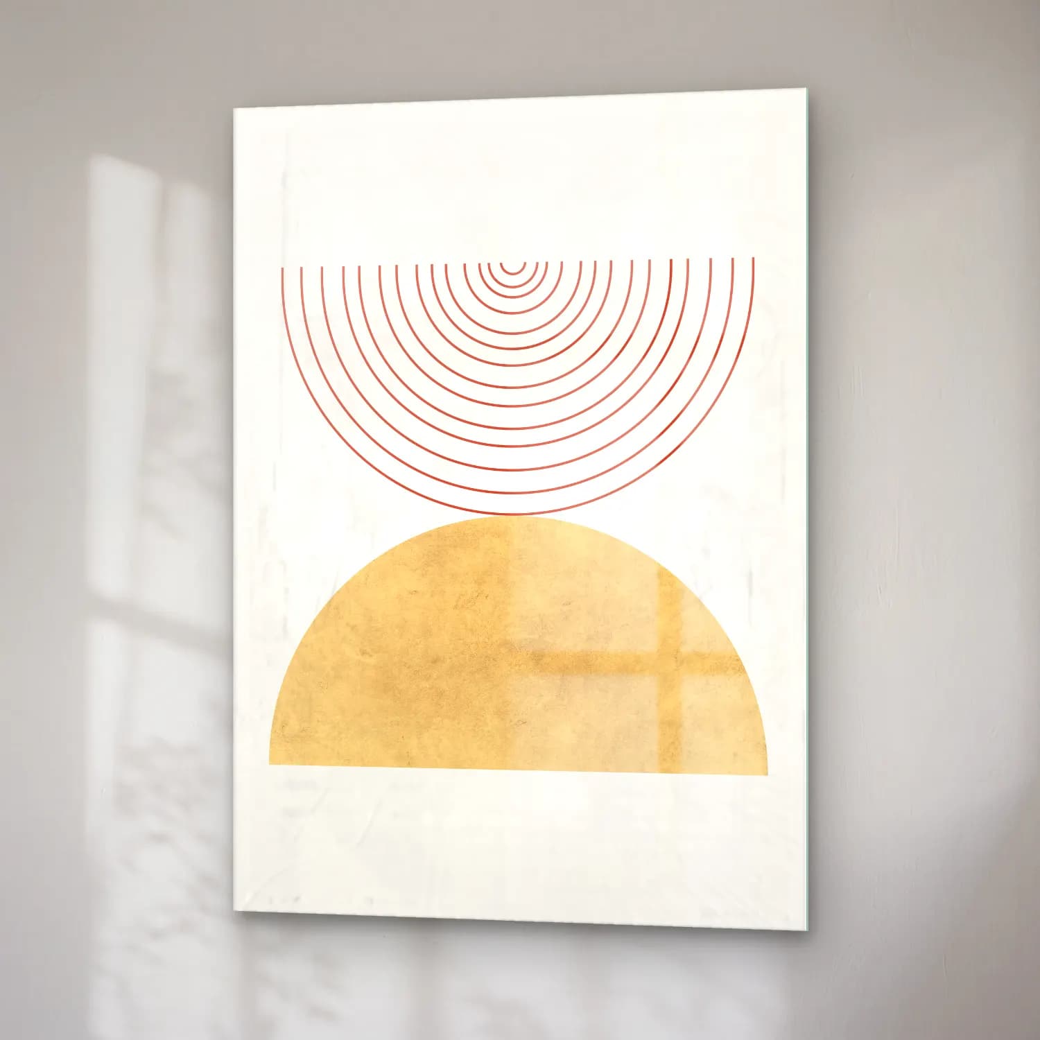 Çizgi Sanatı Geometrik Daireler No. 20 cam tablo — sağ açıdan görünüm