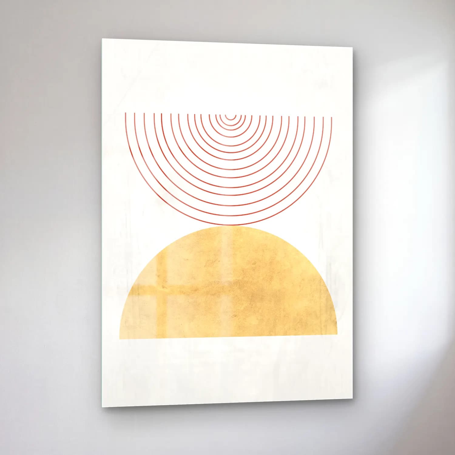 Çizgi Sanatı Geometrik Daireler No. 20 cam tablo — sol açıdan görünüm