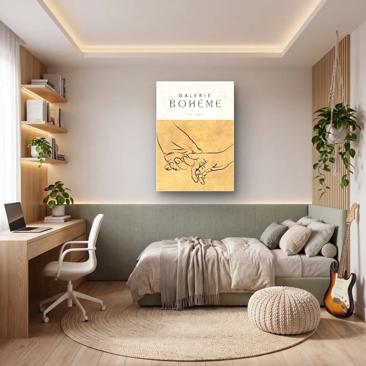 Boho Aşıklar cam tablo — genç odasında