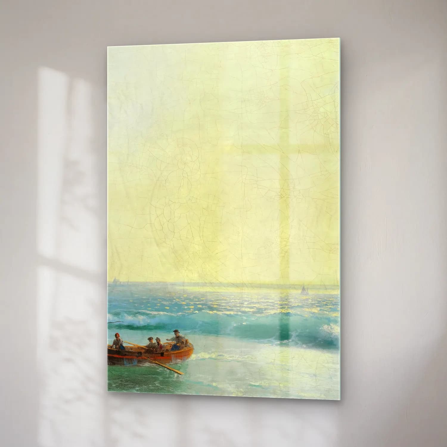 Konstantinovich Aivazovsky – Sailors Coming Ashore – Bej Tonlar cam tablo — sağ açıdan görünüm