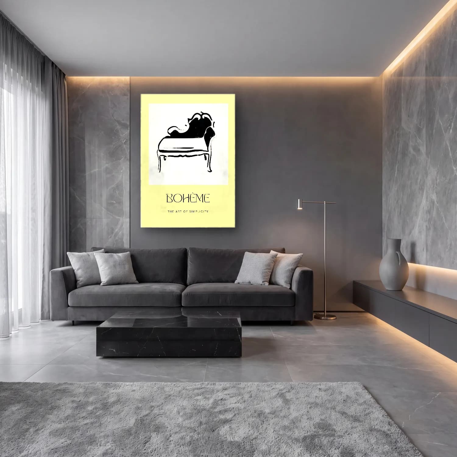 Boho Parfüm Şişesi cam tablo — lüks salon duvarında