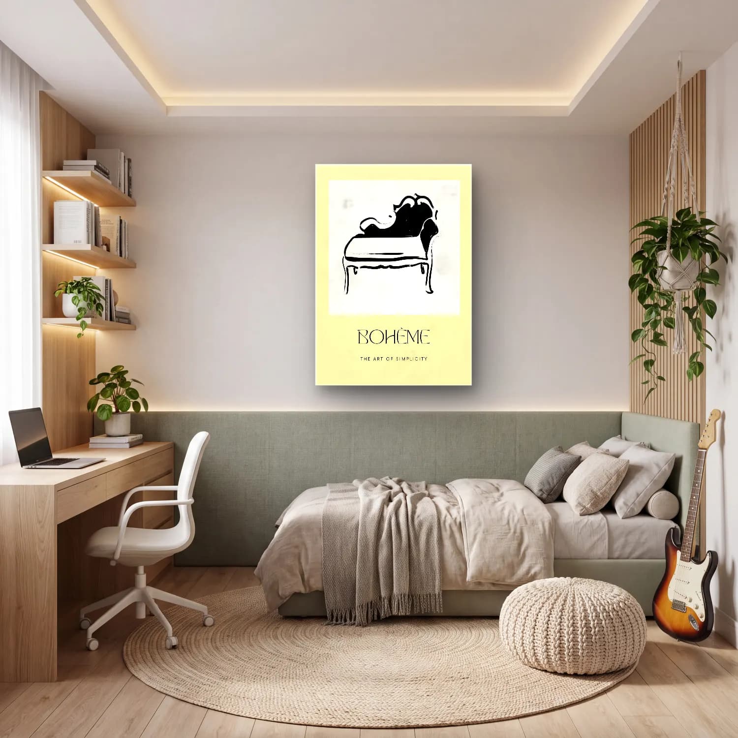 Boho Parfüm Şişesi cam tablo — genç odasında