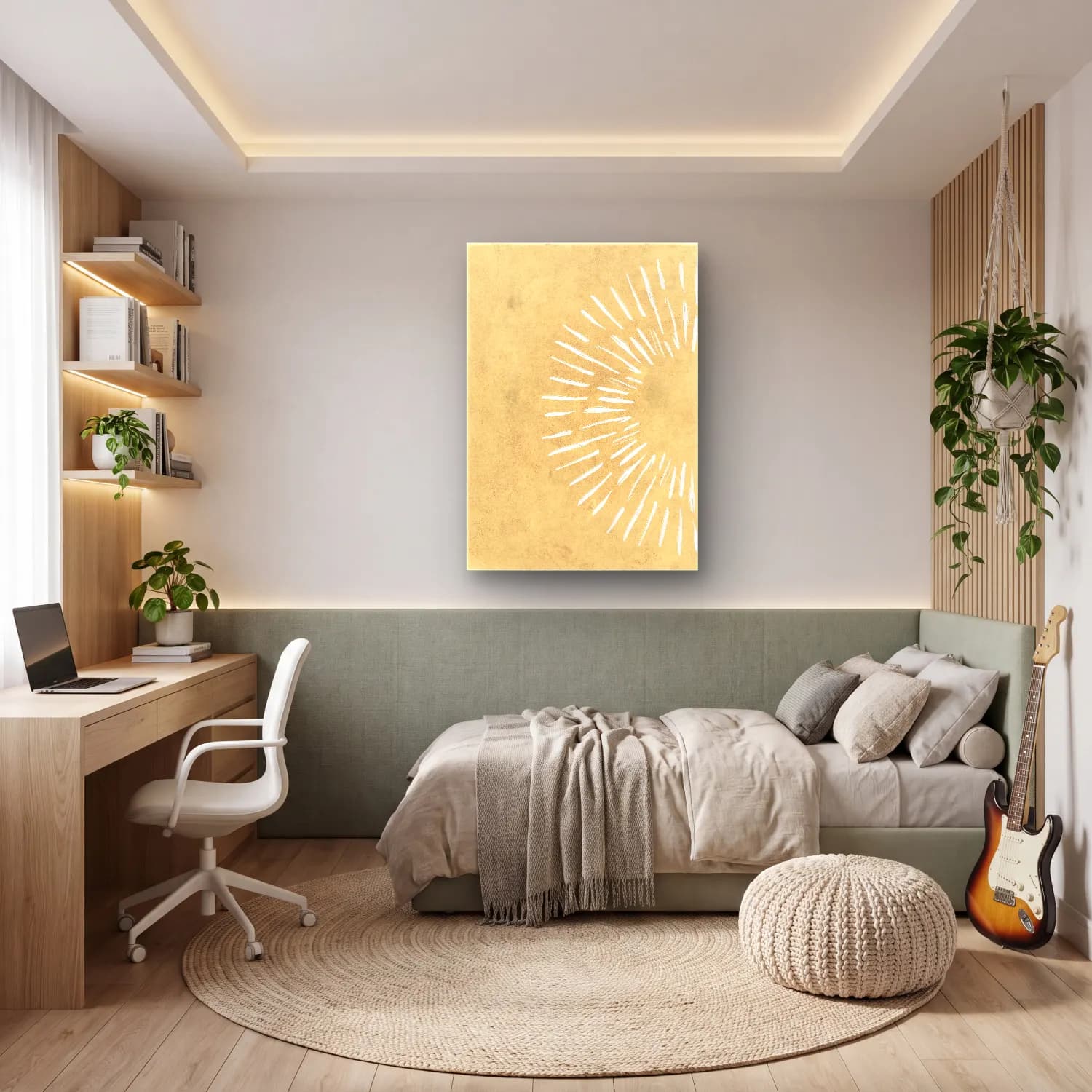 Modern Soyut Geometrik Daireler No. 10 cam tablo — genç odasında