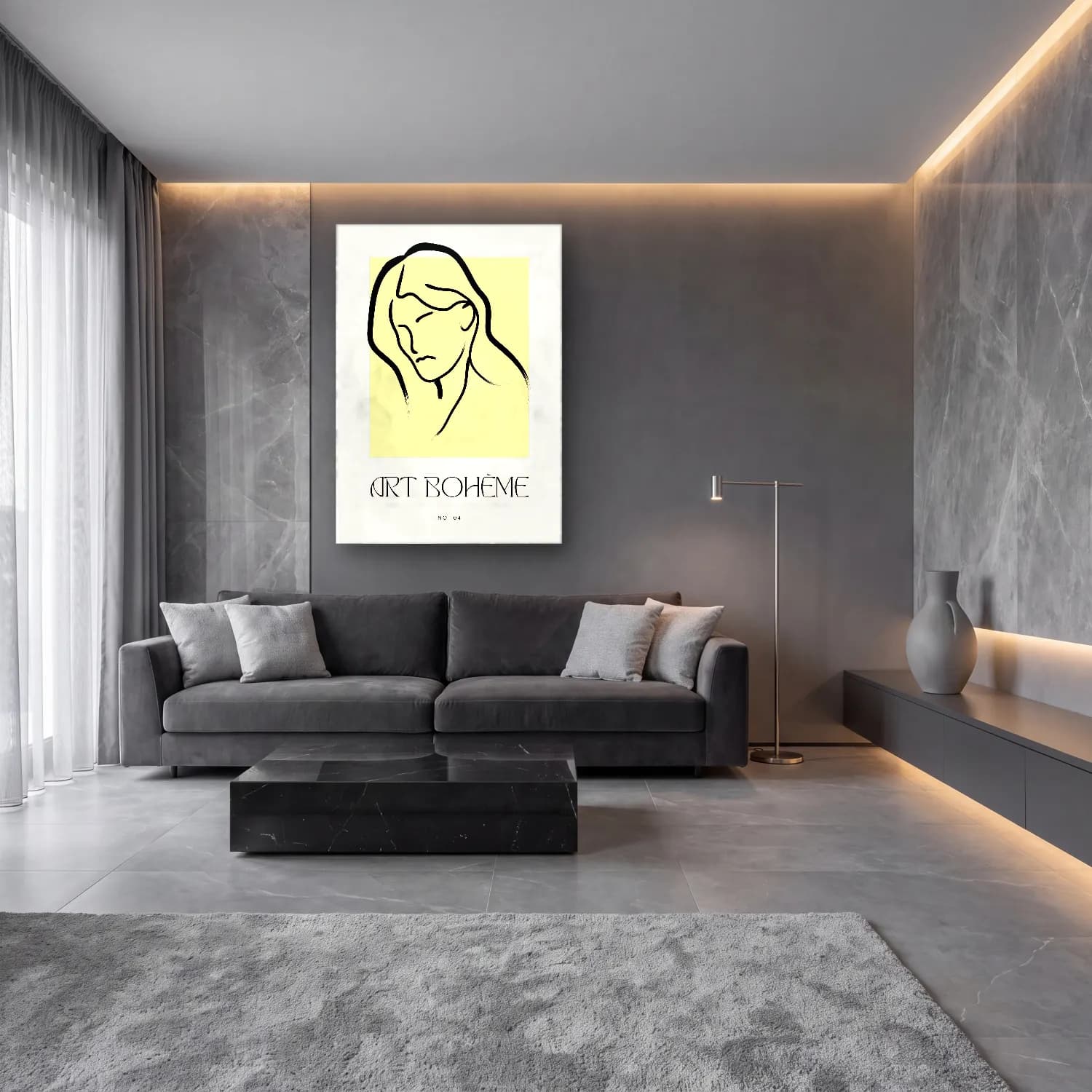 Boho Kadın Portresi No. 3 cam tablo — lüks salon duvarında
