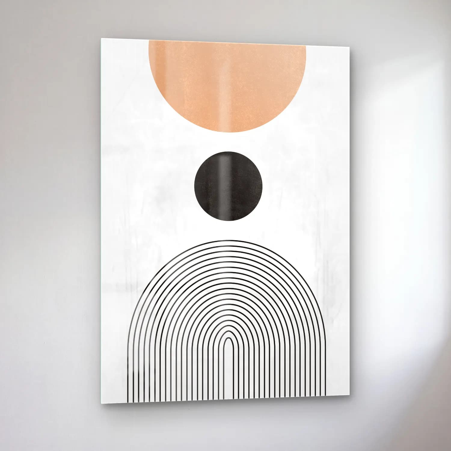 Çizgi Sanatı Geometrik Daireler No. 21 cam tablo — sol açıdan görünüm