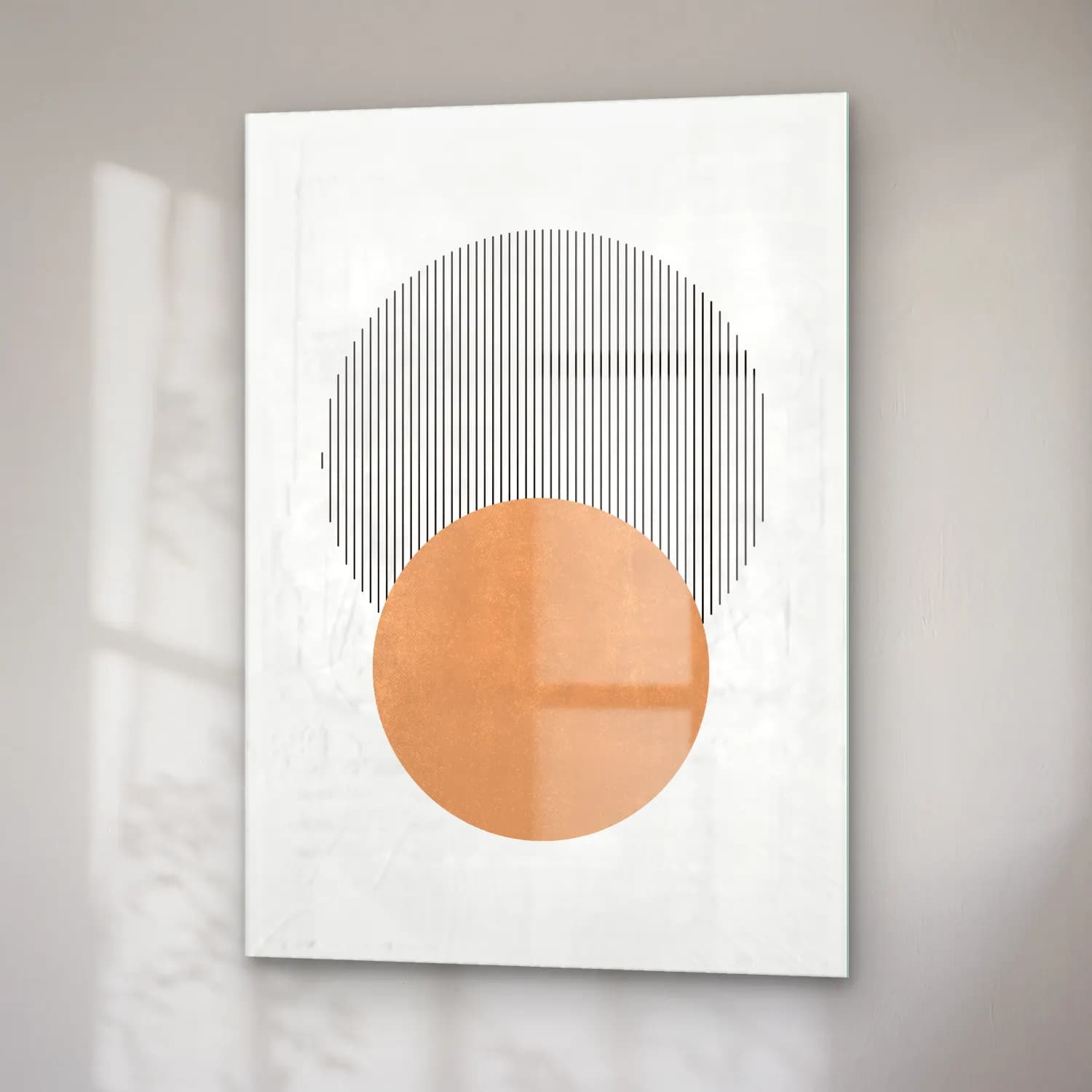 Çizgi Sanatı Geometrik Daireler No. 22 cam tablo — sağ açıdan görünüm