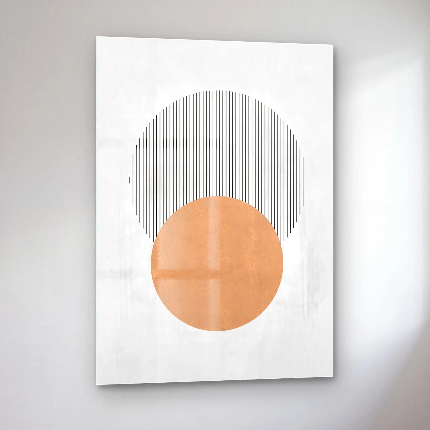 Çizgi Sanatı Geometrik Daireler No. 22 cam tablo — sol açıdan görünüm